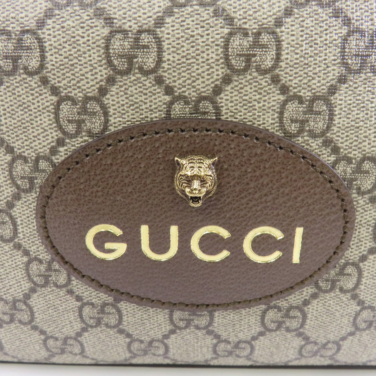 GUCCI 塗層帆布Neo Vintage GG Supreme金扣肩背袋棕色