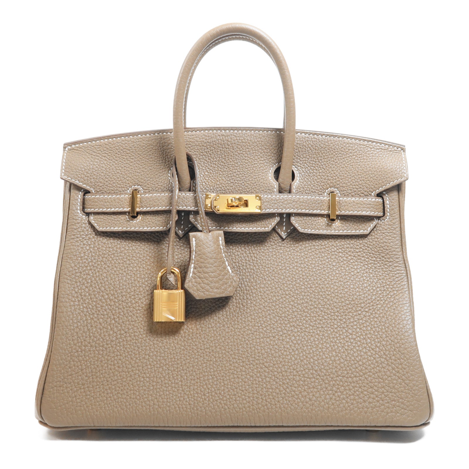 HERMES Togo皮革Birkin 25金扣手挽袋Etoupe