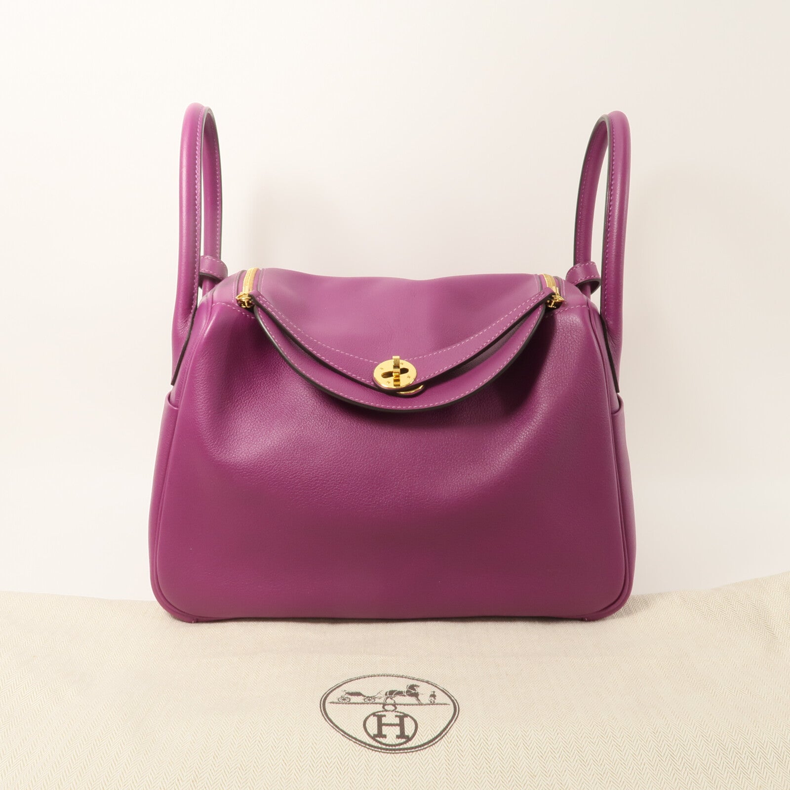 HERMES Evercolor皮革Lindy 30手挽肩背兩用袋Anemone