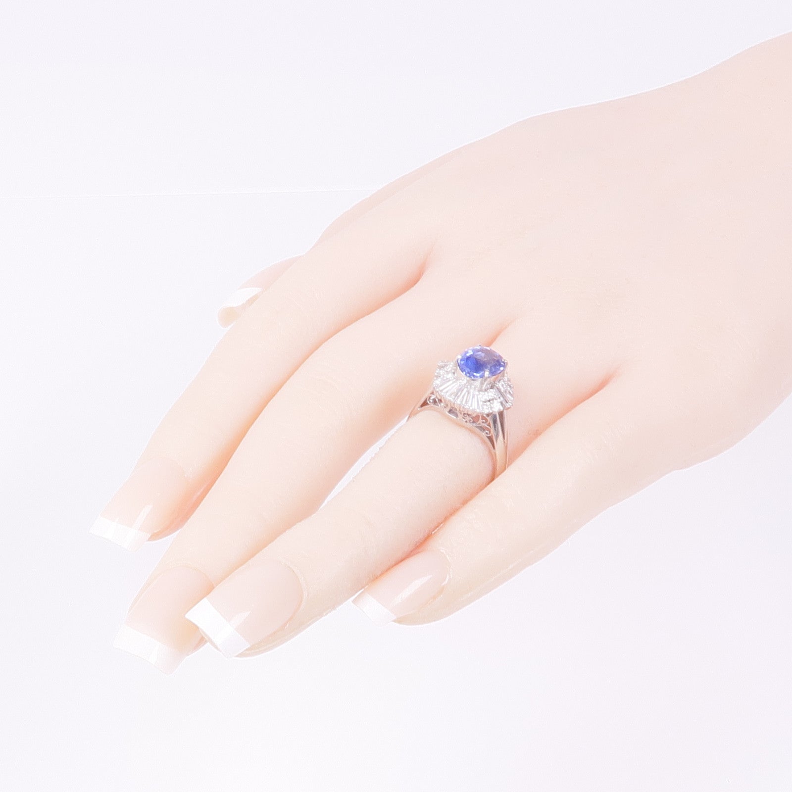 JEWELRY PM900鈀Sapphire Diamond Ring藍寶石/鑽石戒指US#5.75