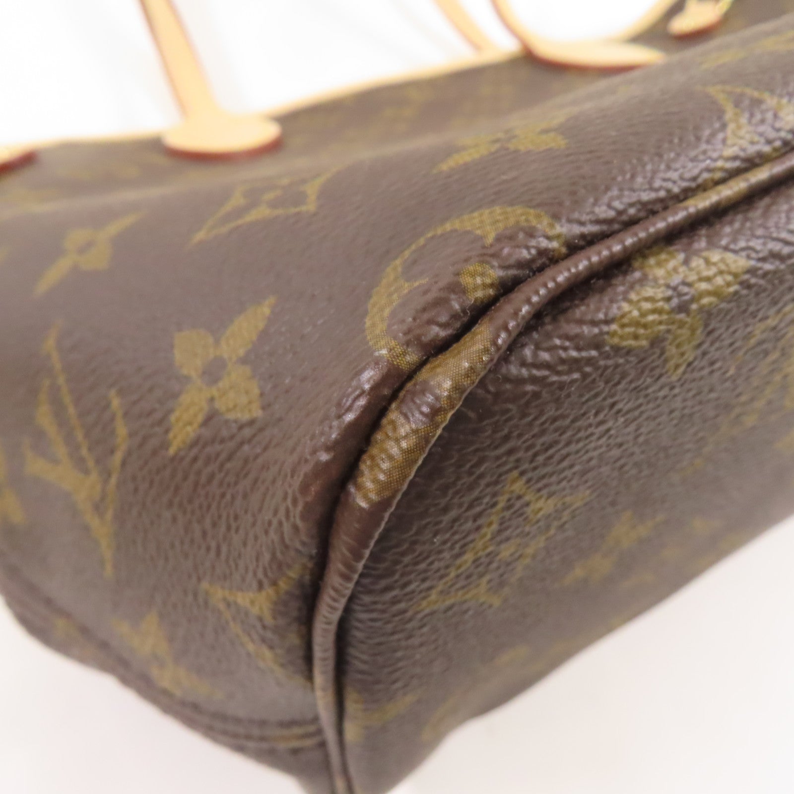 LOUIS VUITTON Monogram Neverfull PM金扣手挽袋啡色