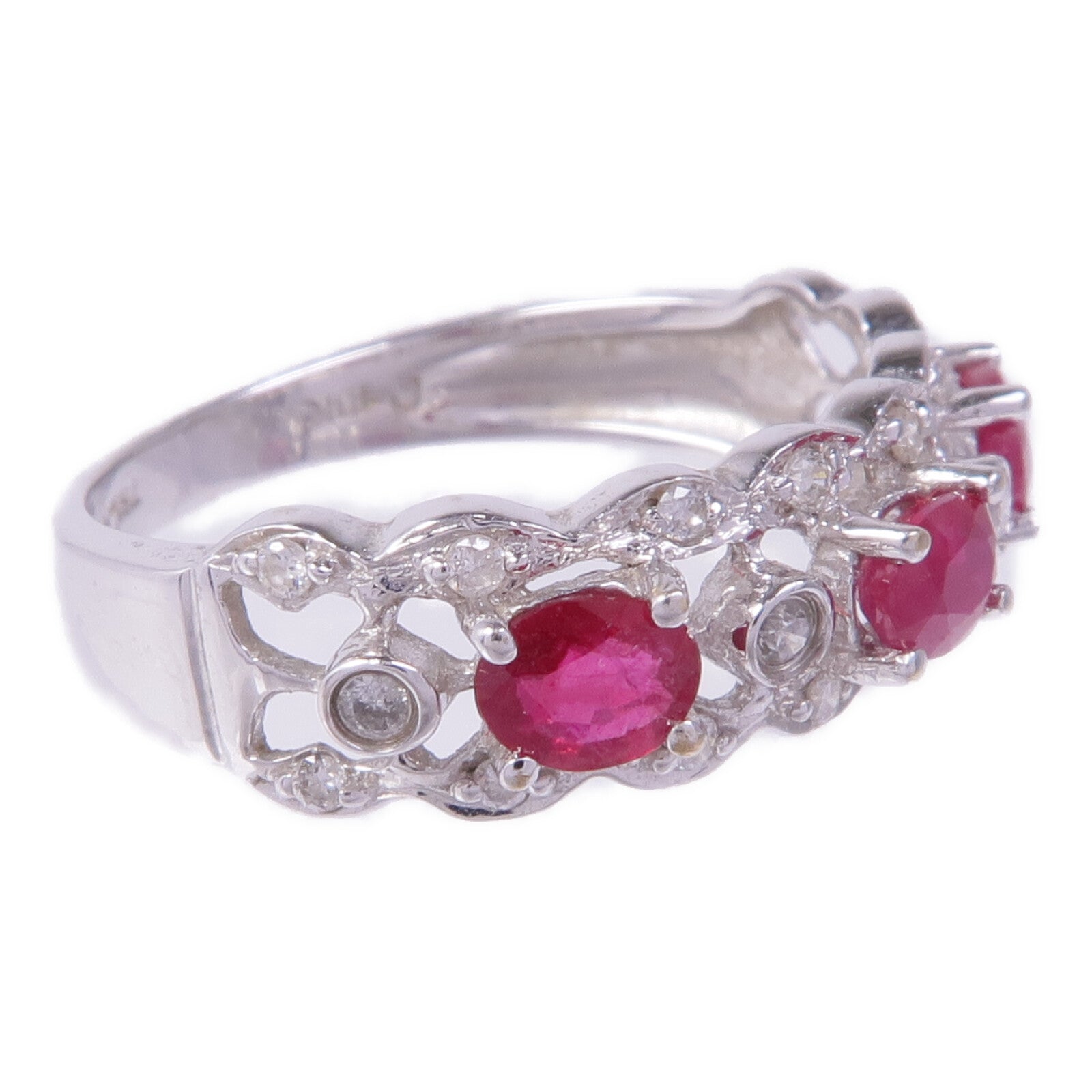 JEWELRY 18K白金Ruby Diamond Ring紅寶石/鑽石戒指US#6.5