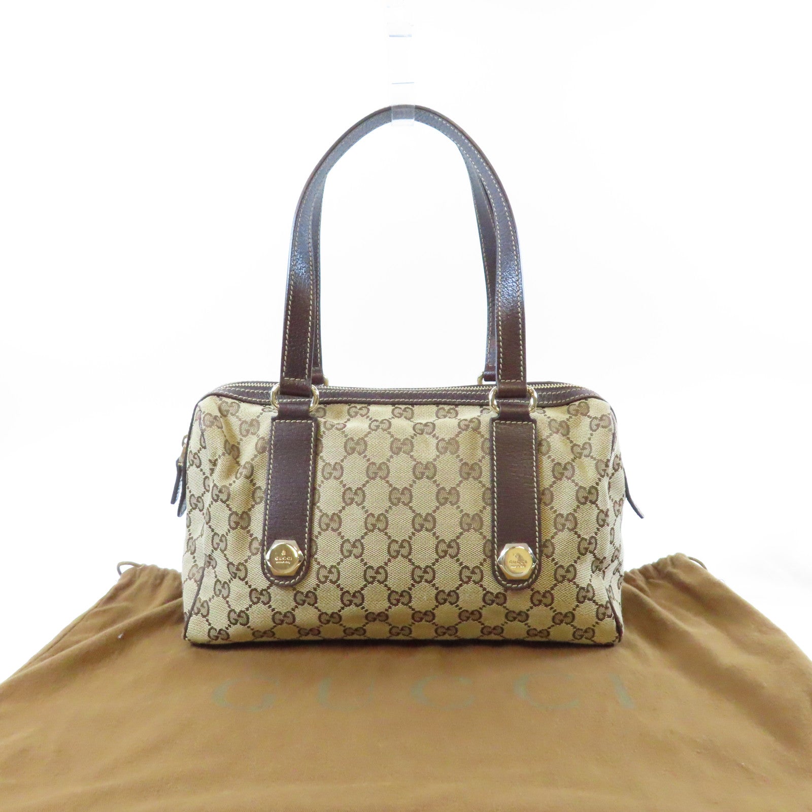 GUCCI 帆布Shoulder Bag金扣肩背袋啡色