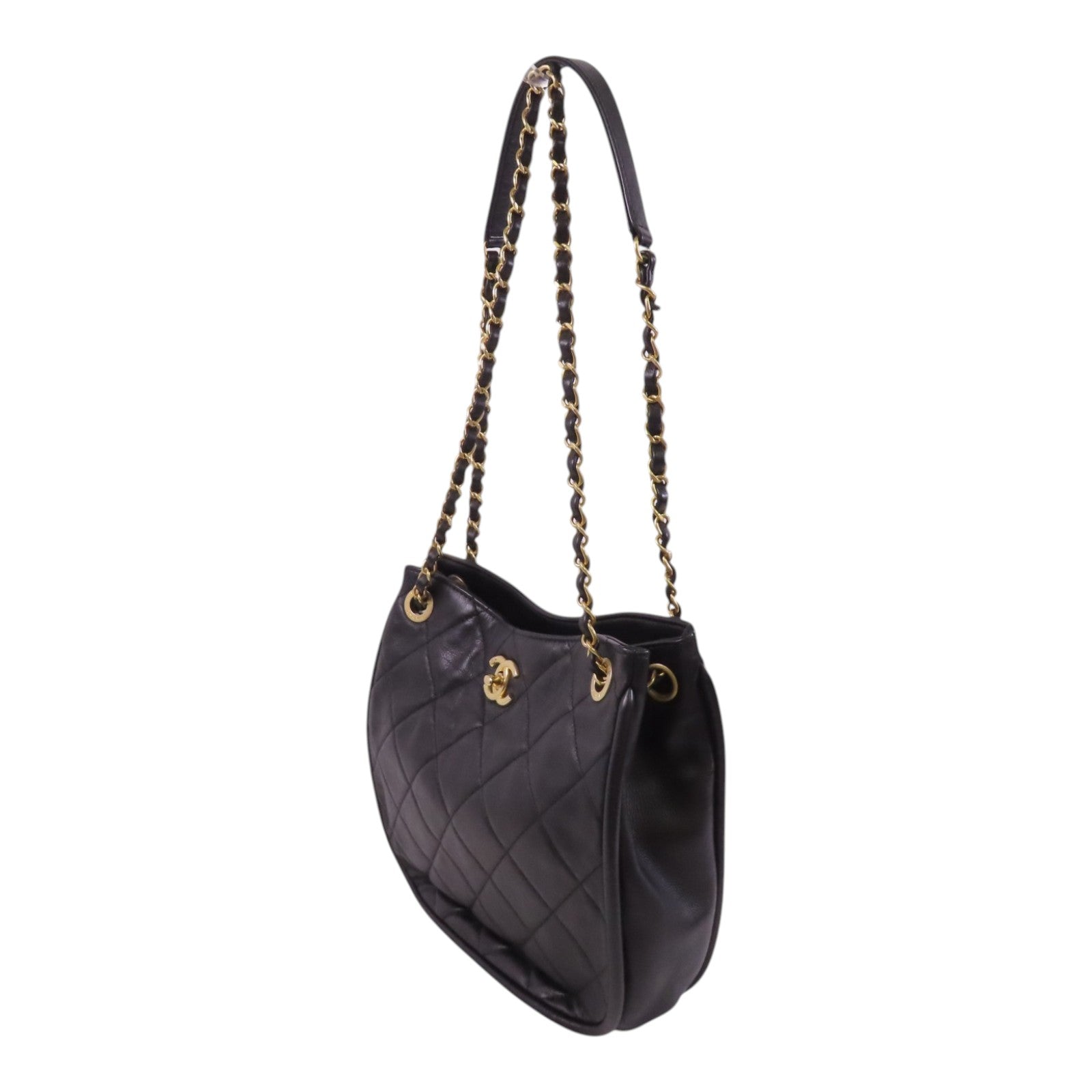 CHANEL 牛皮皮革Hobo Bag金扣鏈帶肩背袋