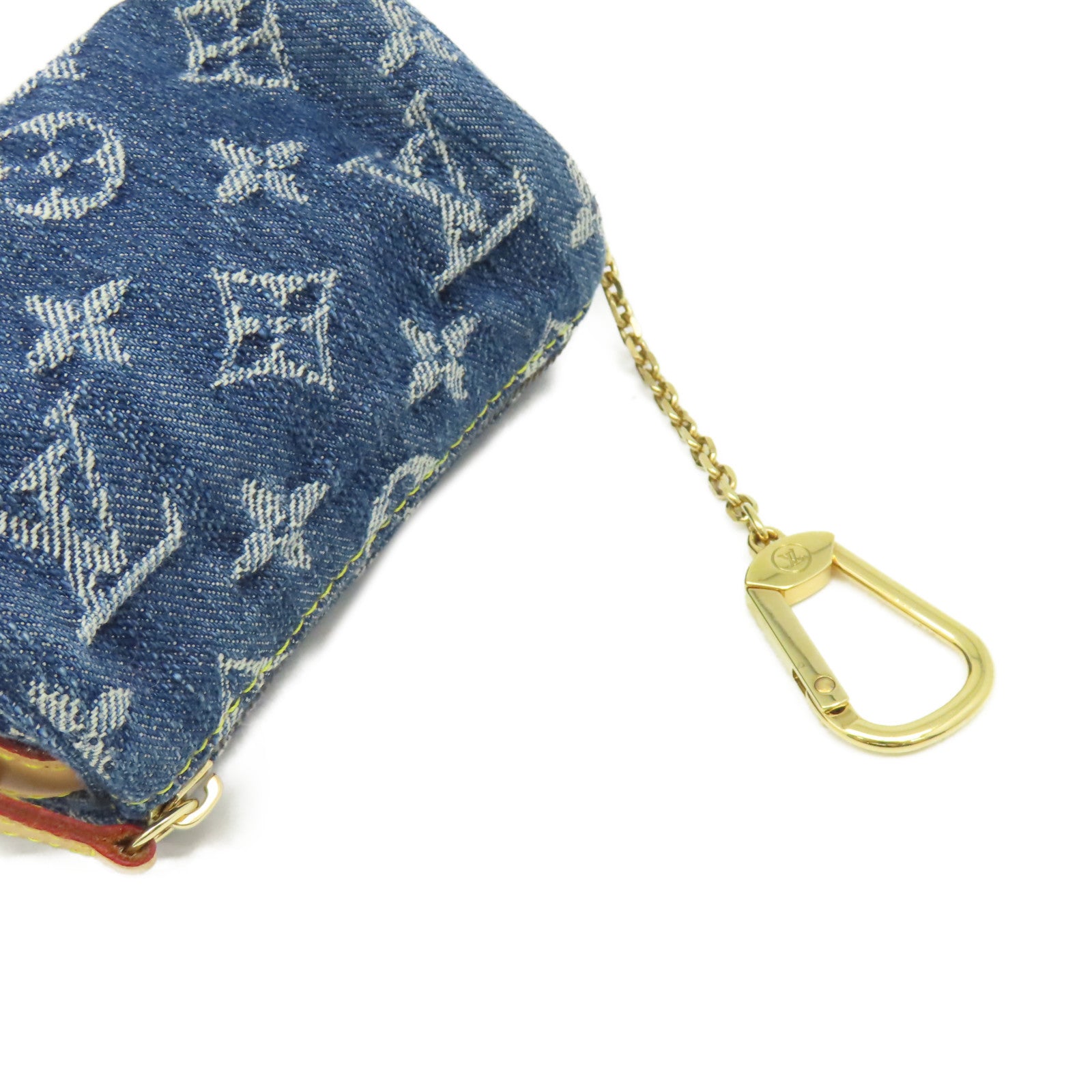 LOUIS VUITTON Monogram Denim Trousse Speedy Pouch Charm金扣掛飾藍色