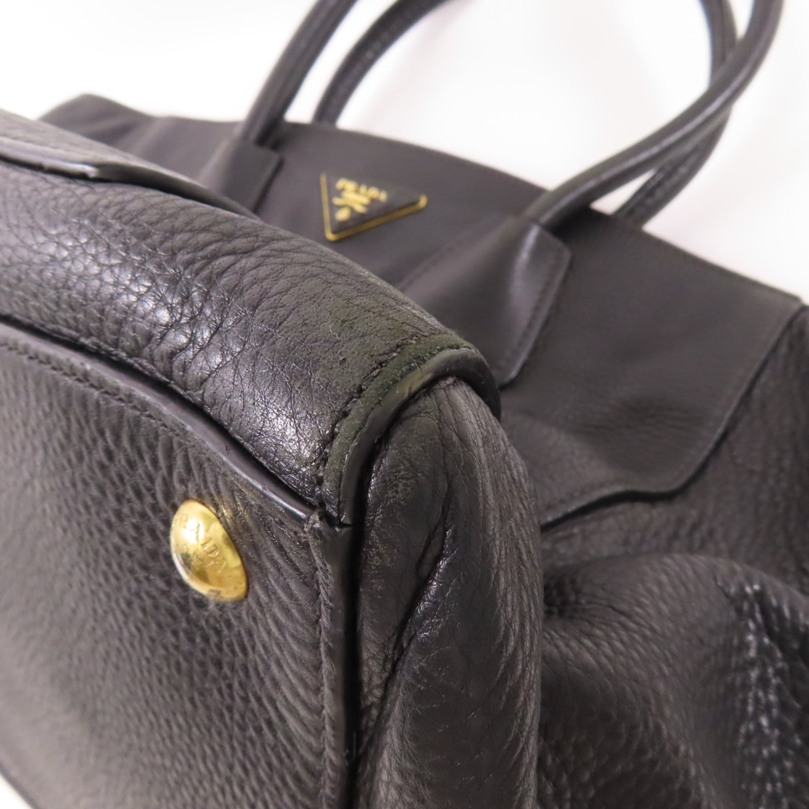 PRADA 牛皮皮革2 Way Bag金扣手挽肩背兩用袋