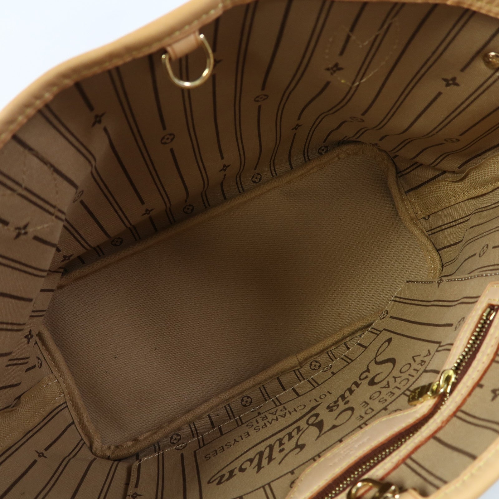 LOUIS VUITTON Monogram Neverfull PM金扣手挽袋啡色