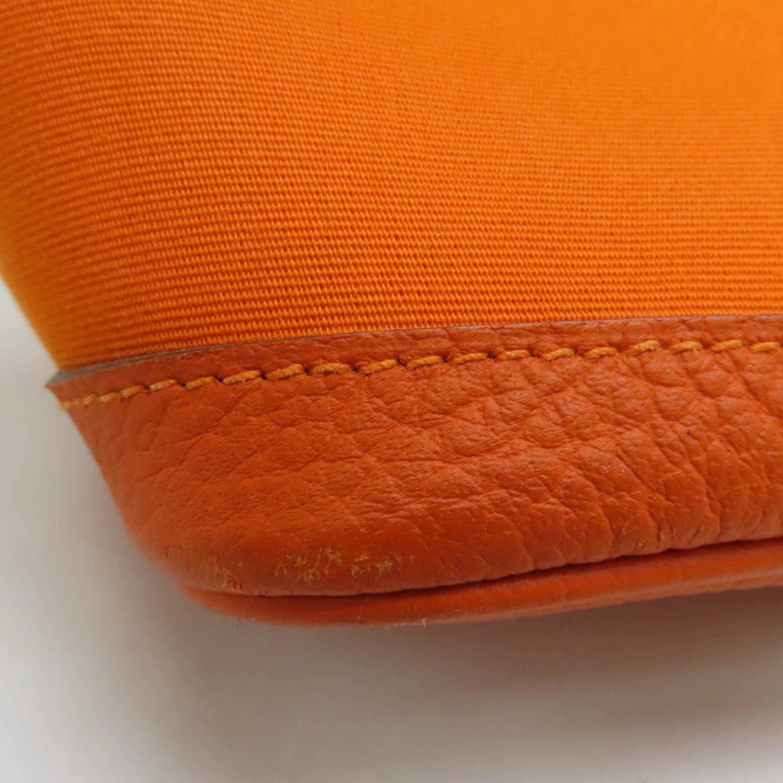 HERMES Canvas Garden Party PM Silver Button Handle Bag Orange