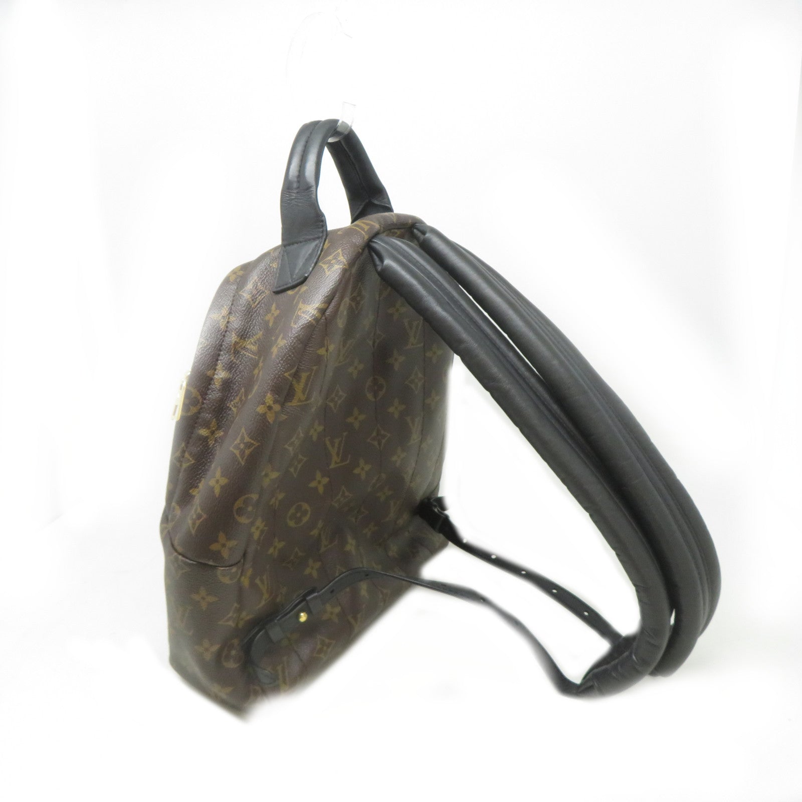 LOUIS VUITTON Monogram Macassar Palm Springs MM金扣背包啡色/黑色