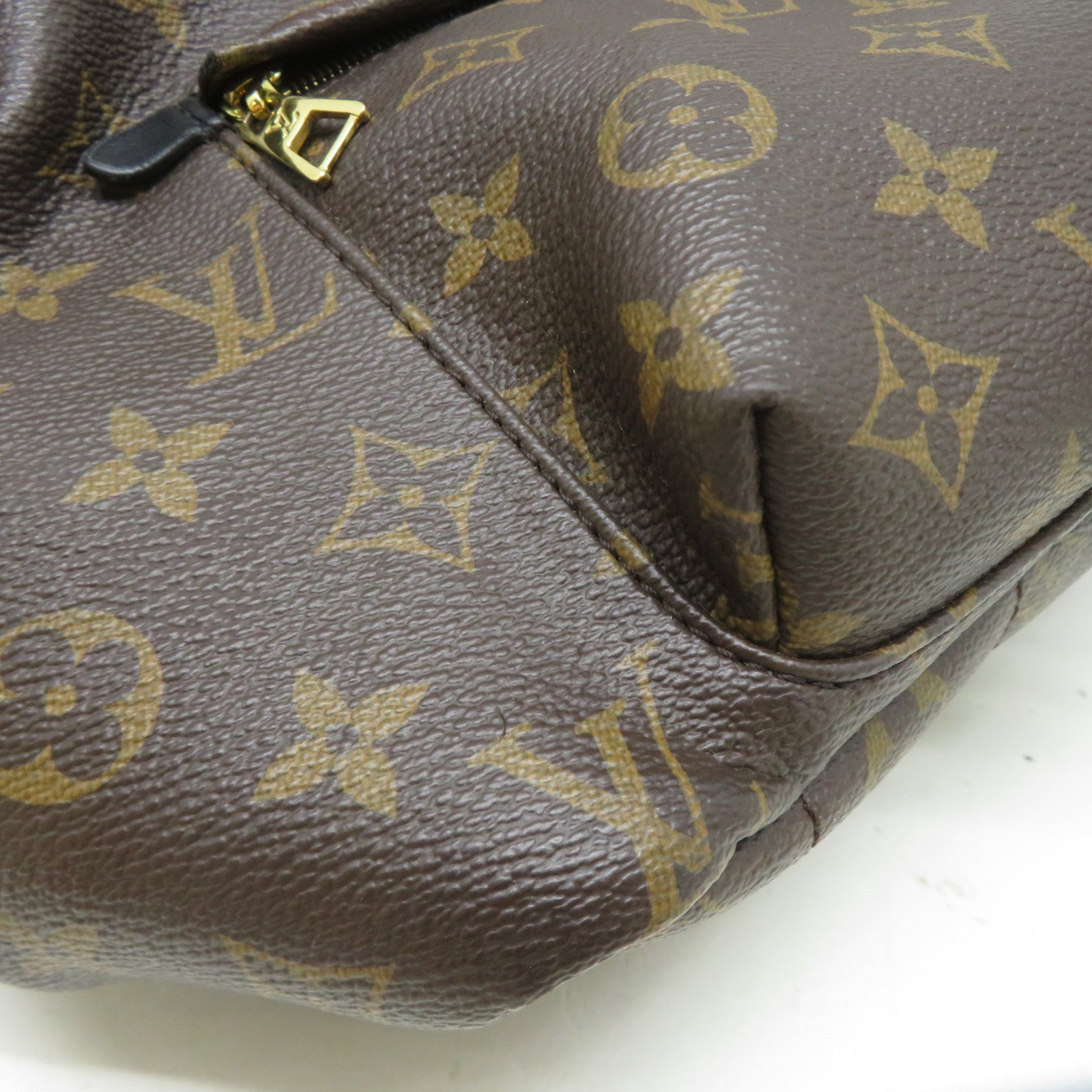 LOUIS VUITTON Monogram Macassar Palm Springs MM金扣背包啡色/黑色