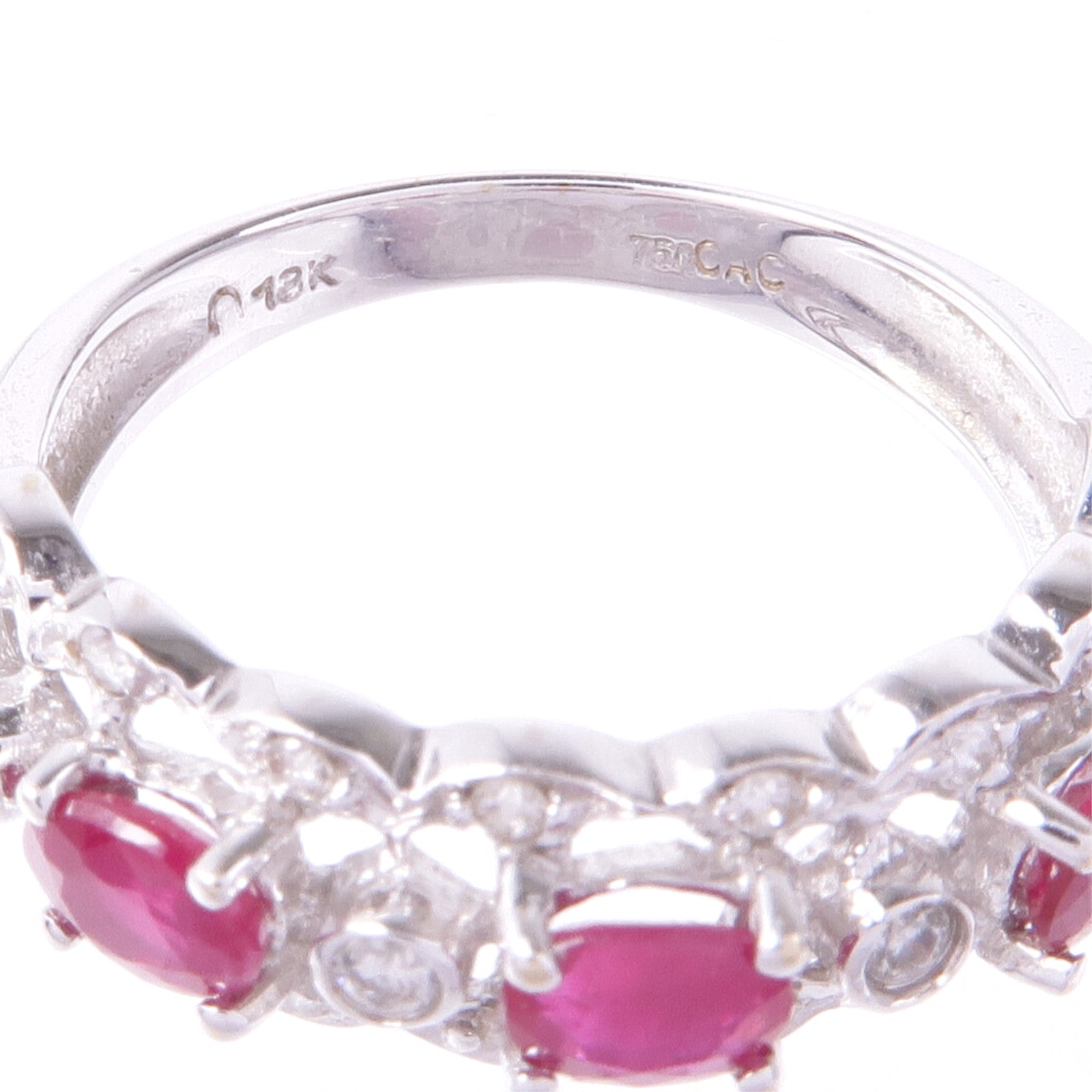 JEWELRY 【激減優惠】18K白金Ruby Diamond Ring紅寶石/鑽石戒指US#6.5