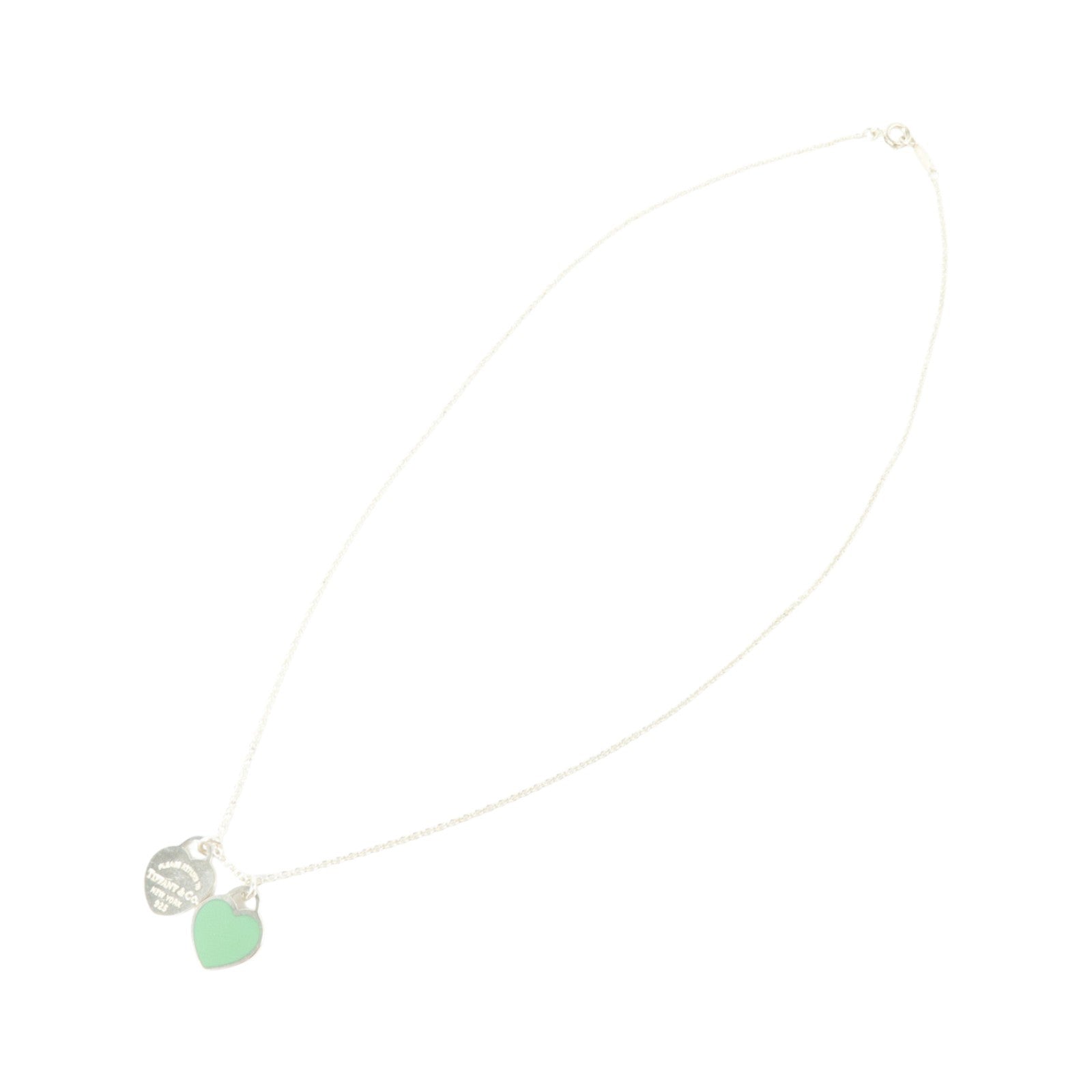 TIFFANY＆CO 925純銀/琺瑯Double Heart Tag Pendant項鏈