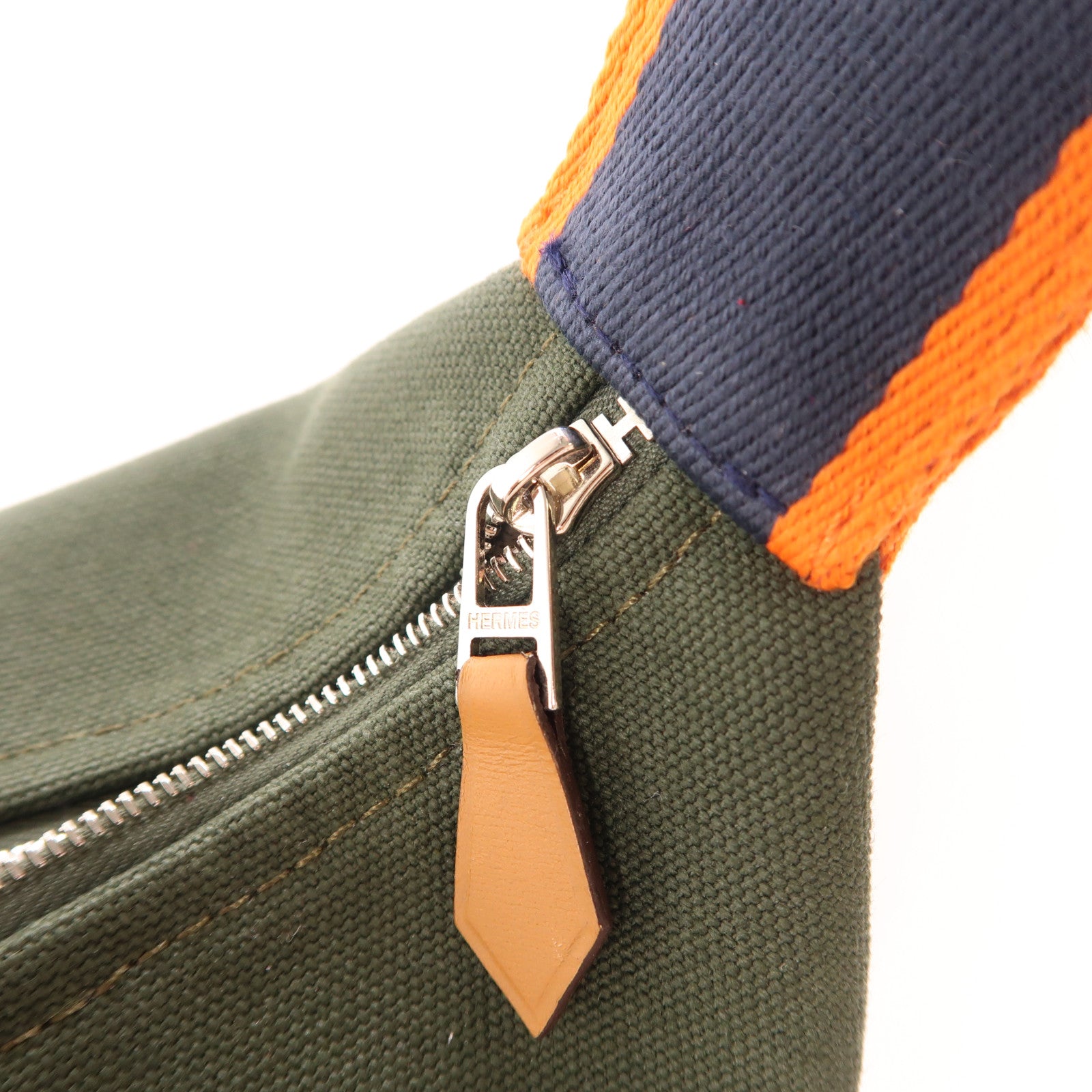 HERMES Toile H Bride a Brac銀扣手挽袋深綠色