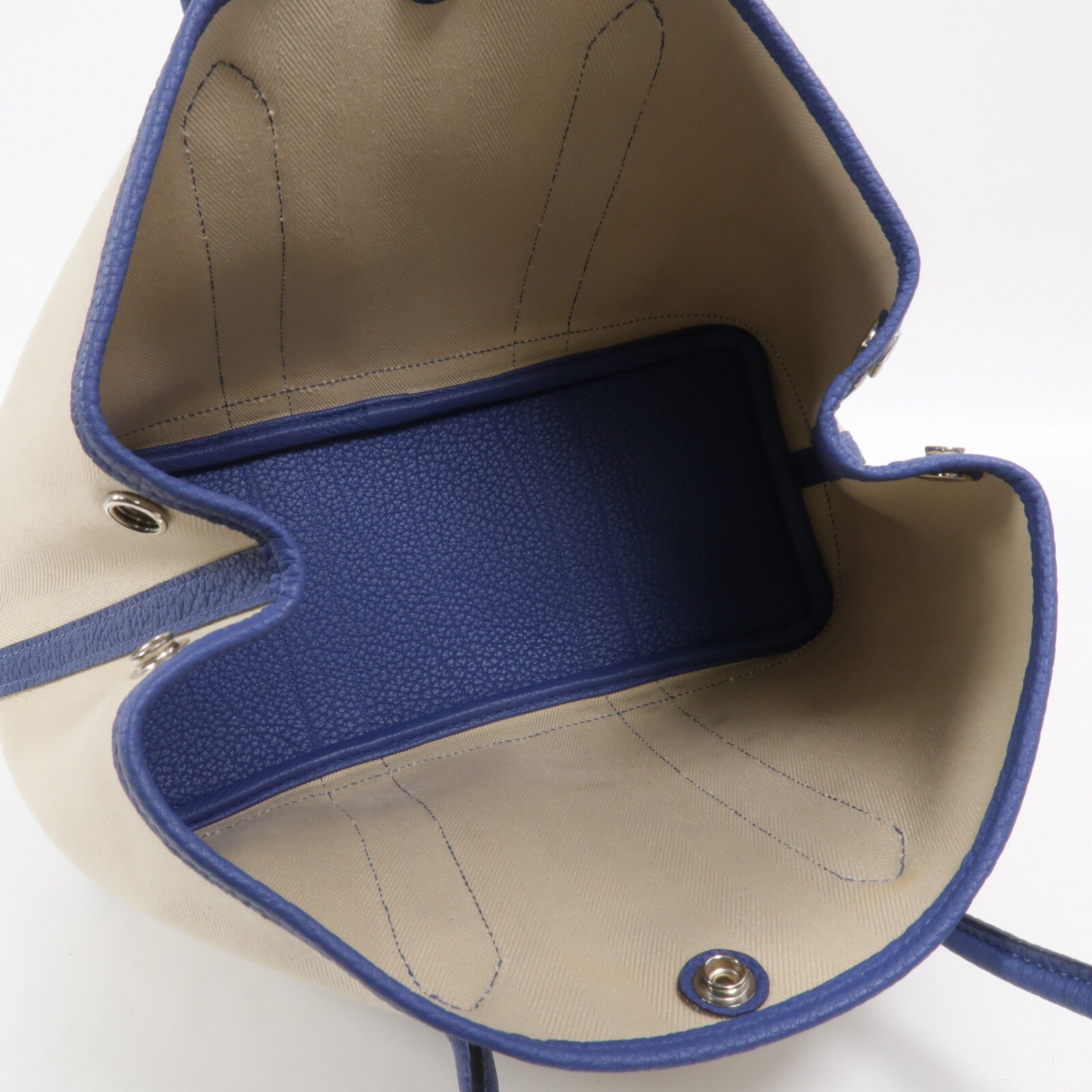 HERMES 帆布Garden Party TPM手挽袋Bleu Brighton