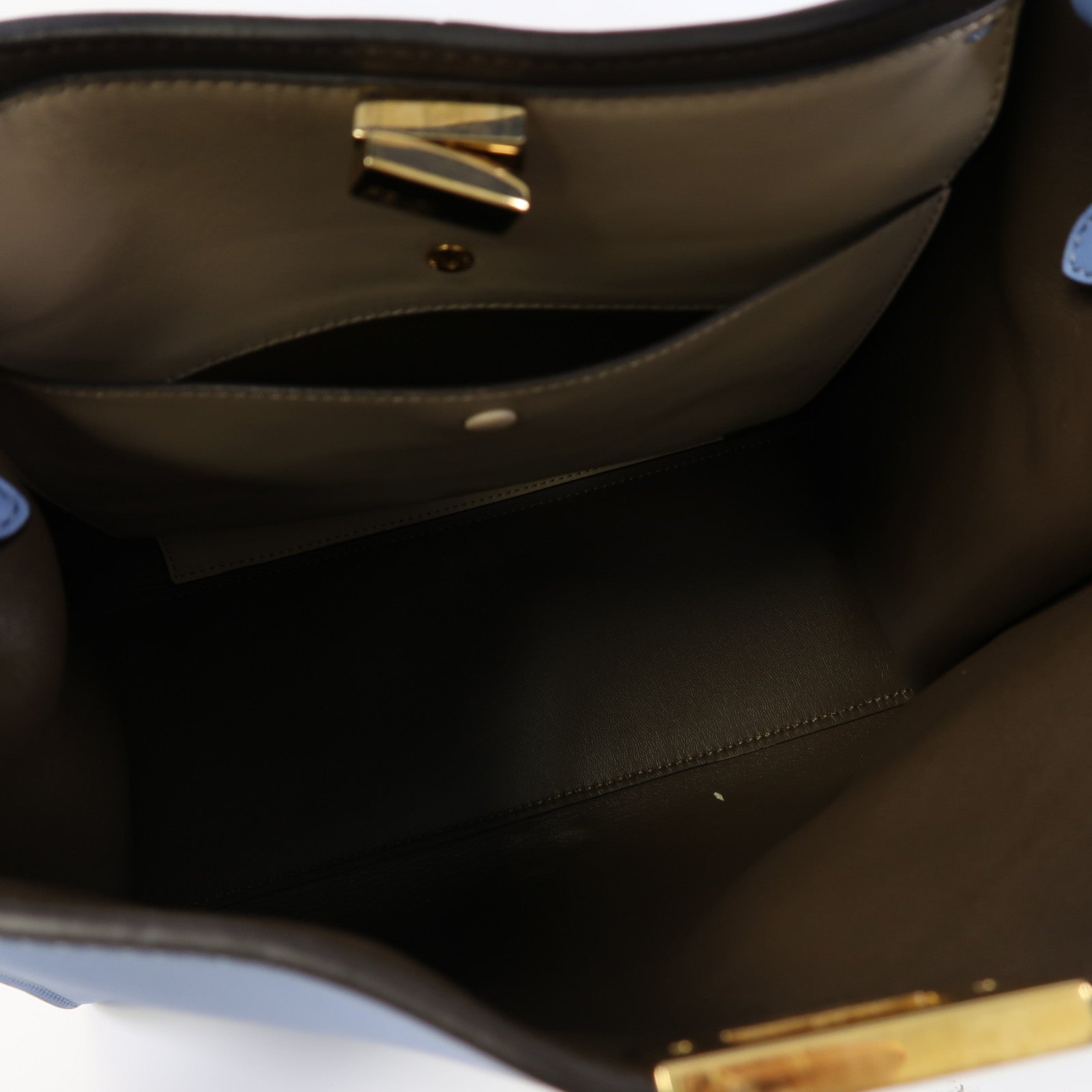 FENDI 牛皮皮革Peekaboo X Lite金扣手挽肩背兩用袋藍色