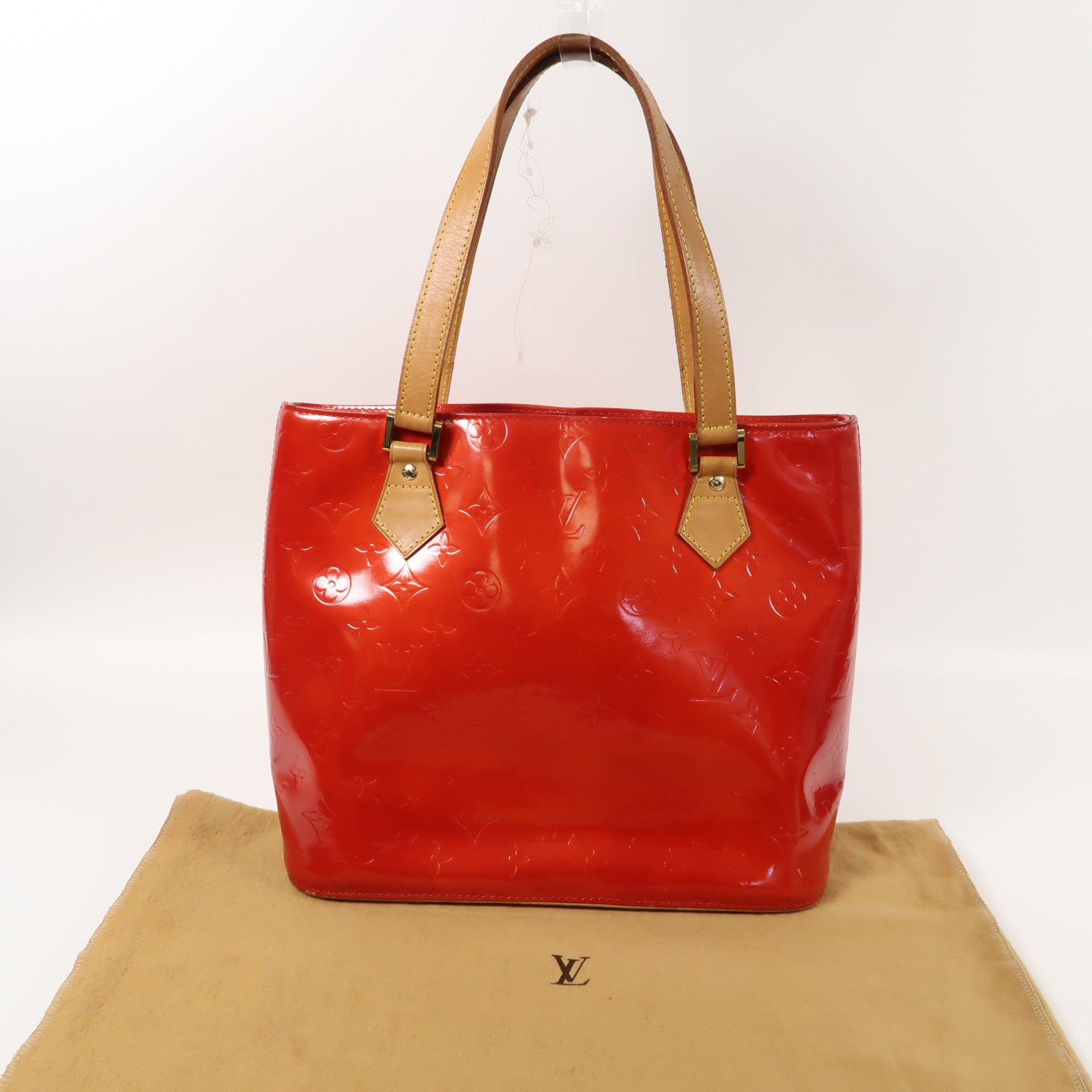 LOUIS VUITTON 【激減優惠】Monogram Vernis Houston金扣手挽袋紅色