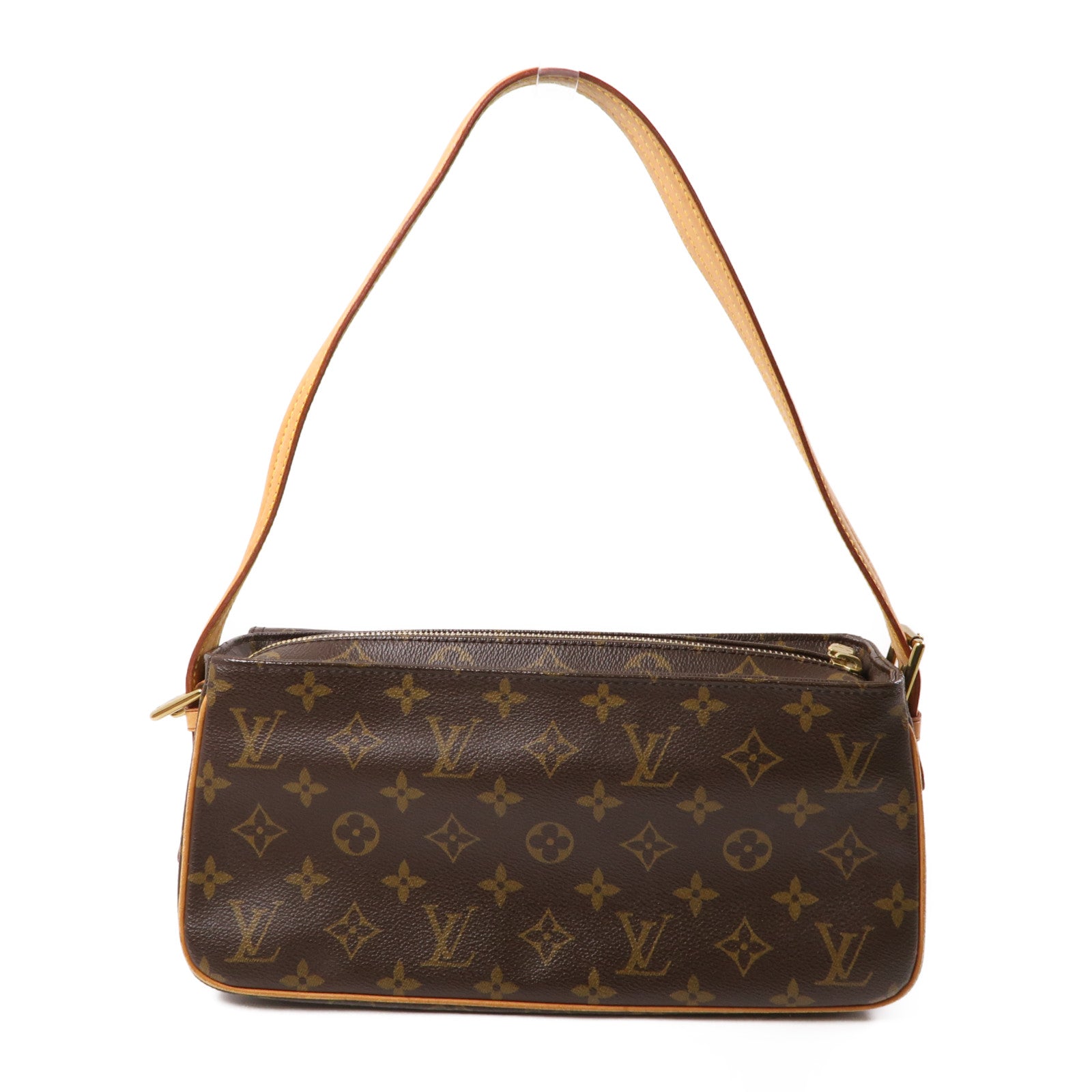 LOUIS VUITTON Monogram Viva Cite MM金扣肩背袋棕色