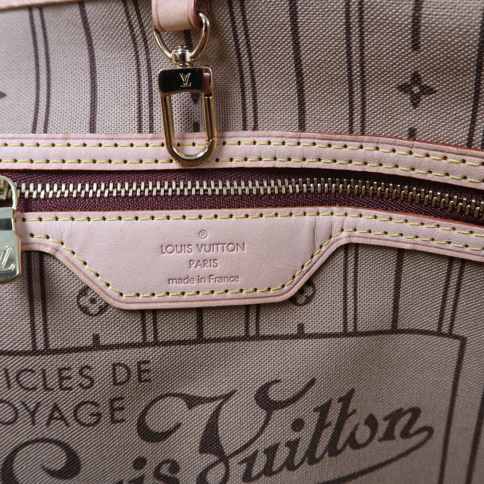 LOUIS VUITTON Monogram Neverfull PM金扣手挽袋啡色