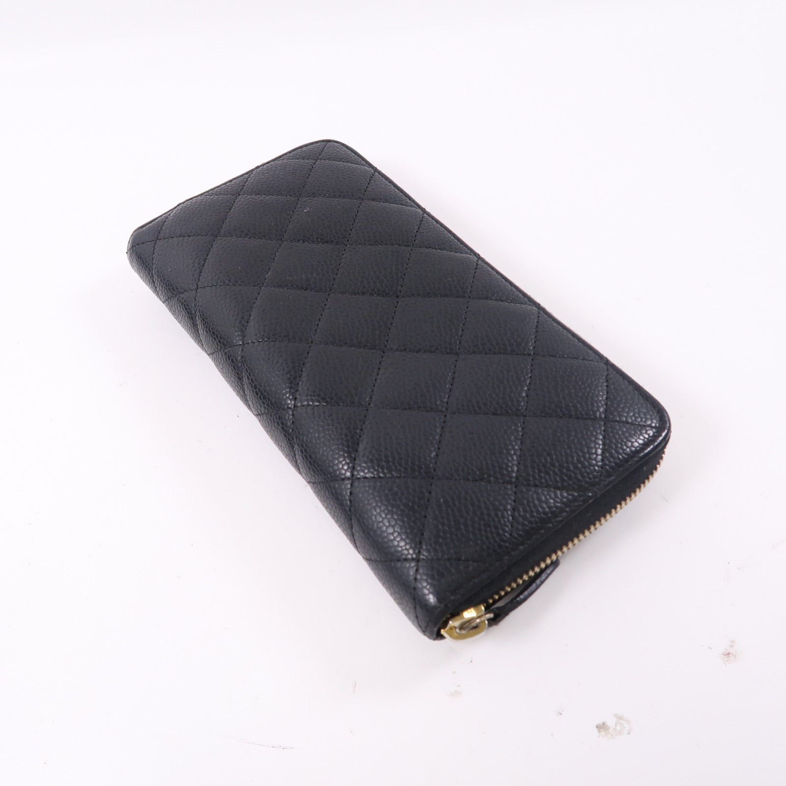 CHANEL 牛皮皮革Zipper Long Wallet金扣長錢包黑色