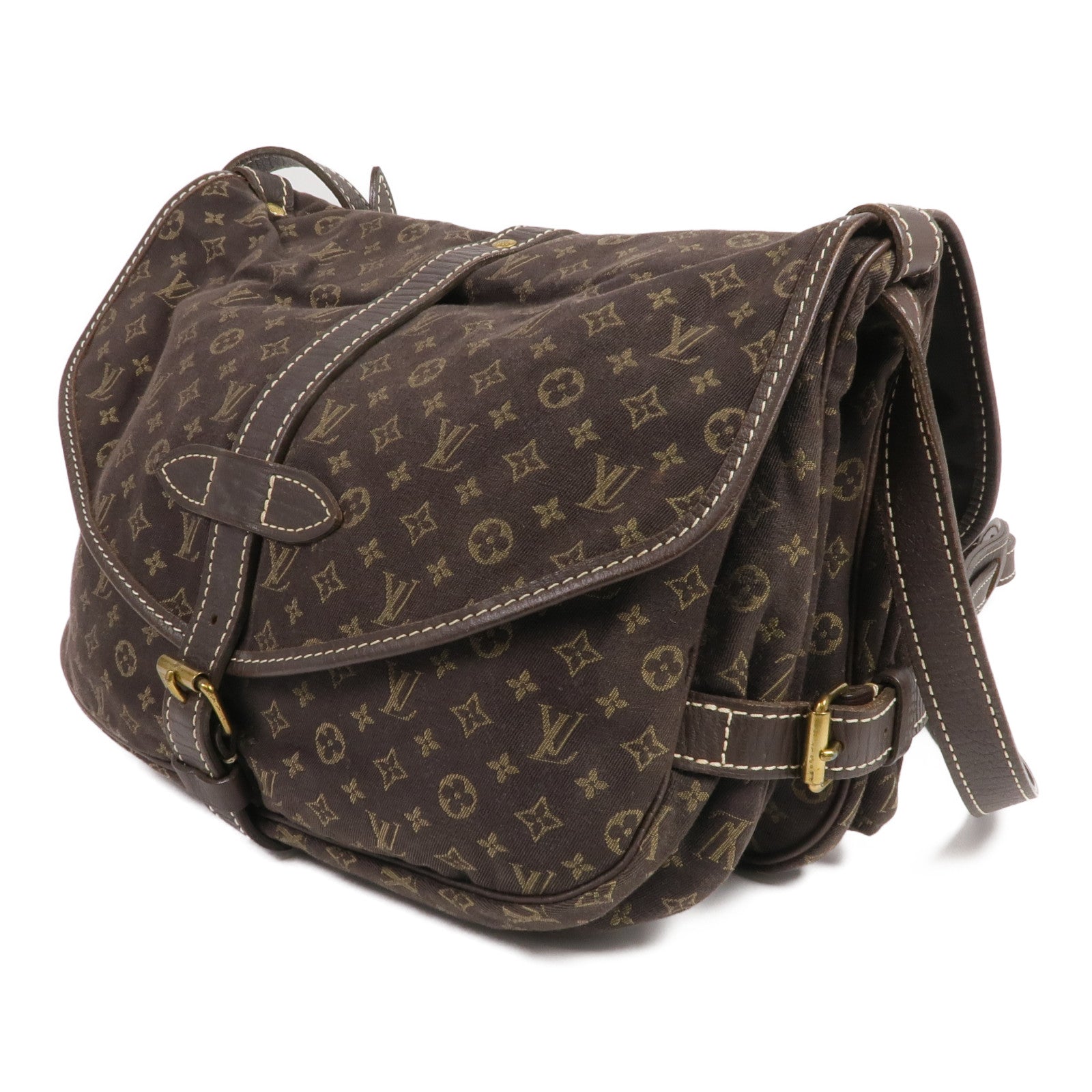 LOUIS VUITTON Monogram Mini Lin Saumur 30金扣肩背袋