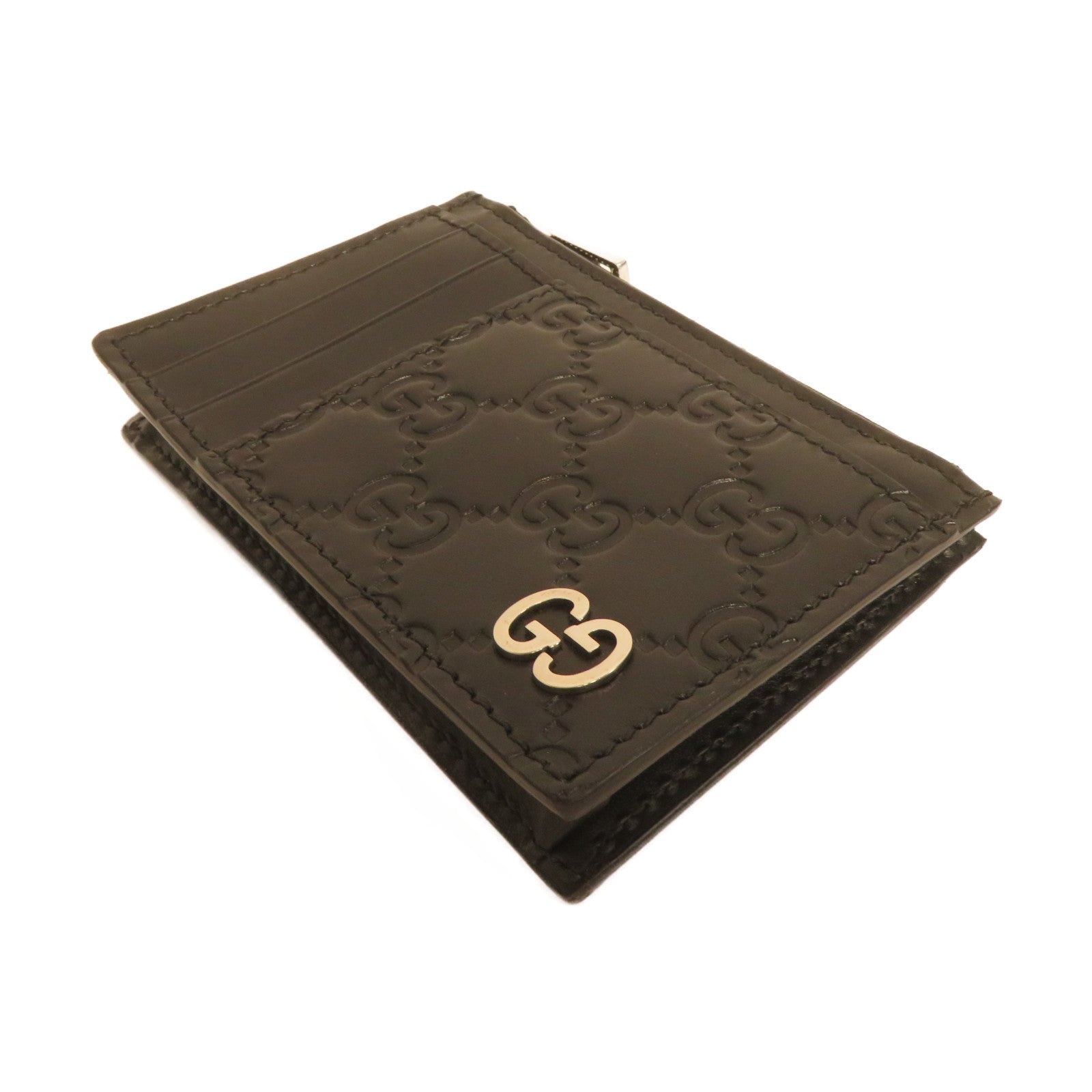 GUCCI 【激減優惠】牛皮皮革Card Case銀扣卡片套黑色