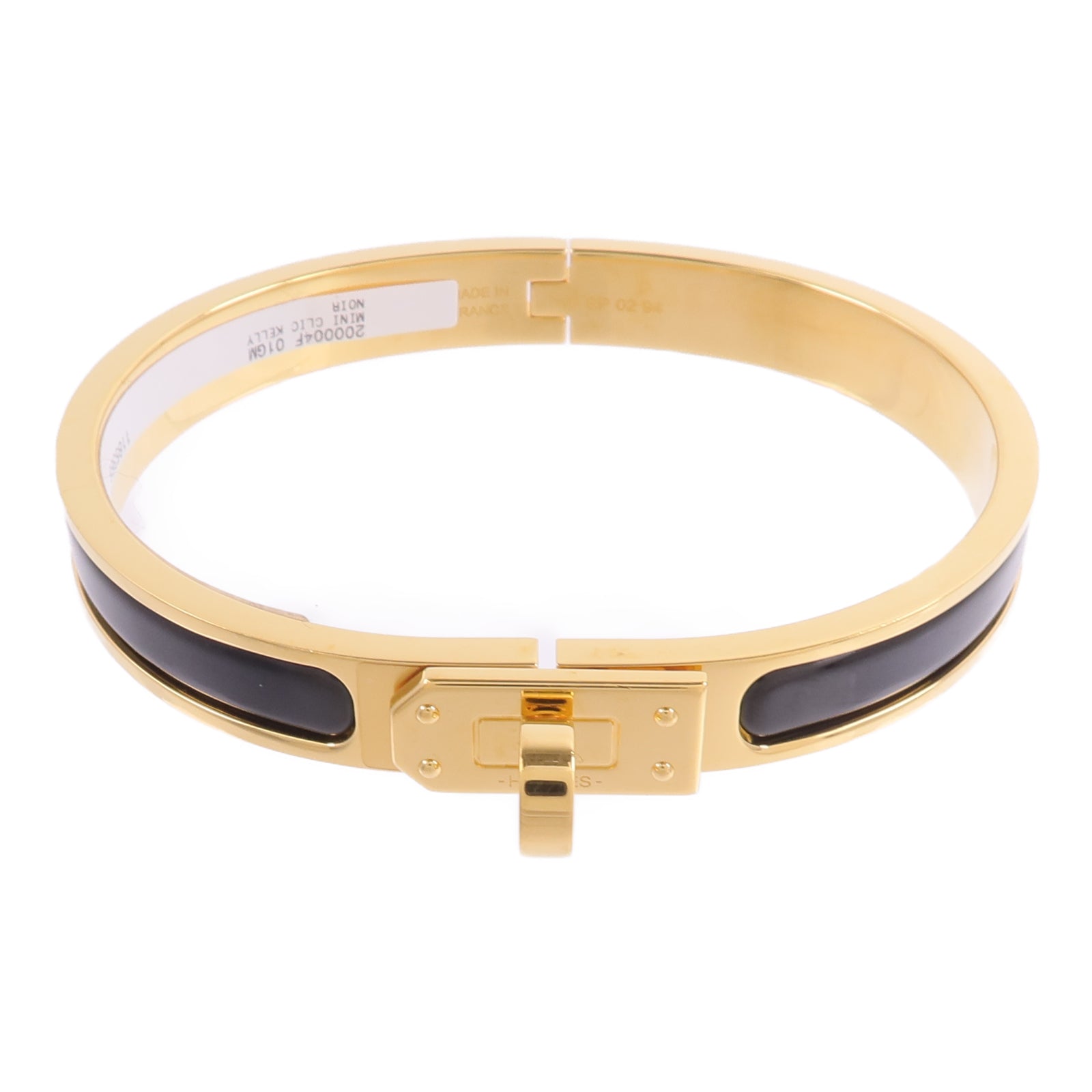 HERMES 金屬/琺瑯Mini Clic Kelly Bracelet手鐲Noir