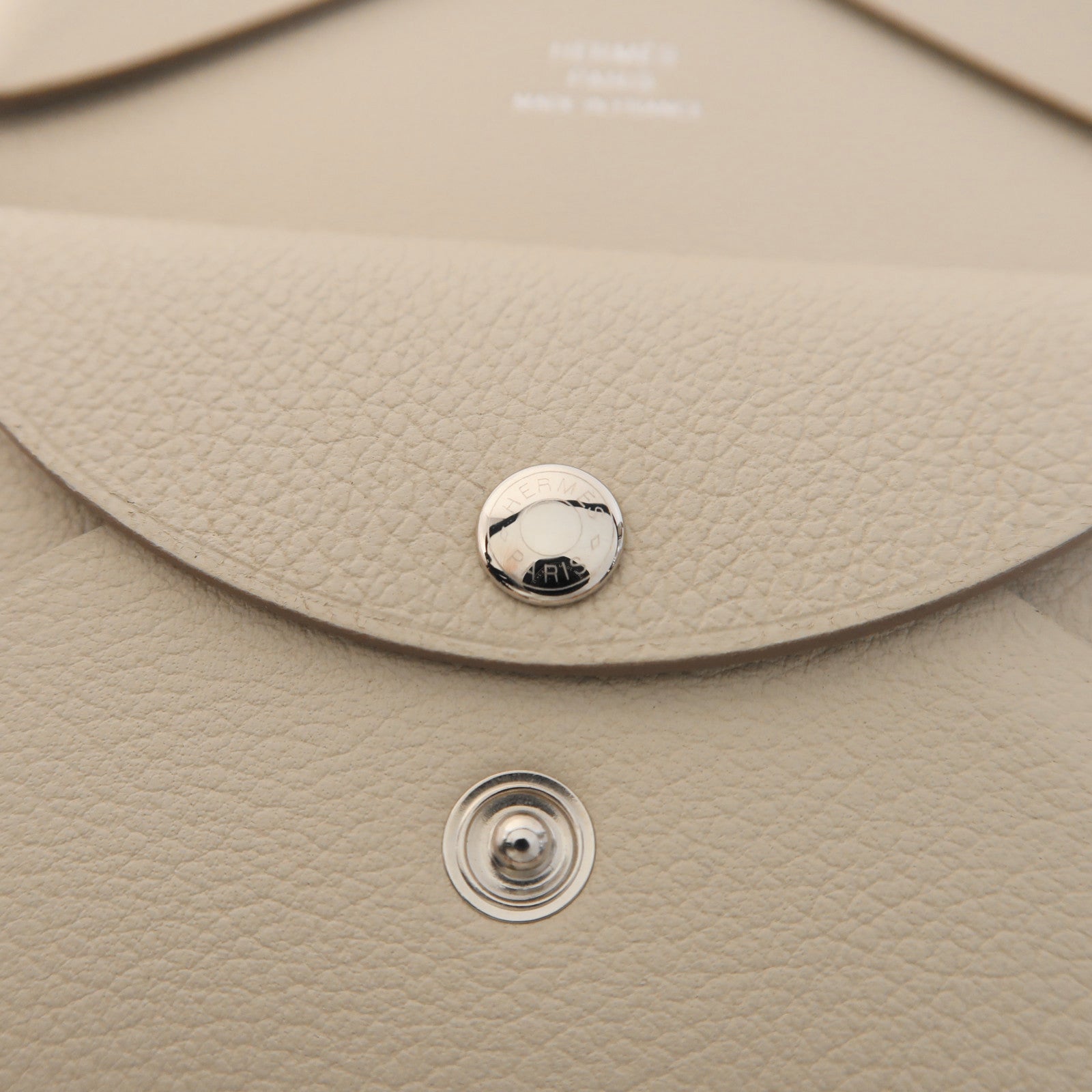 HERMES PHW Calvi Duo Card Case Evercolor Leather Beton
