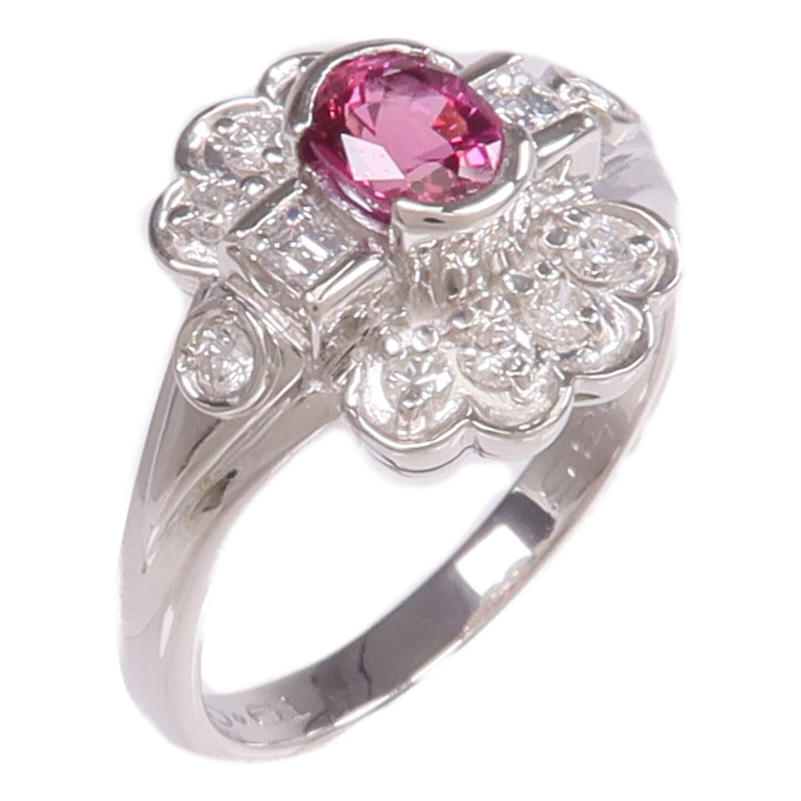 JEWELRY PT900鉑金Ruby Diamond Ring紅寶石/鑽石戒指US#5.75
