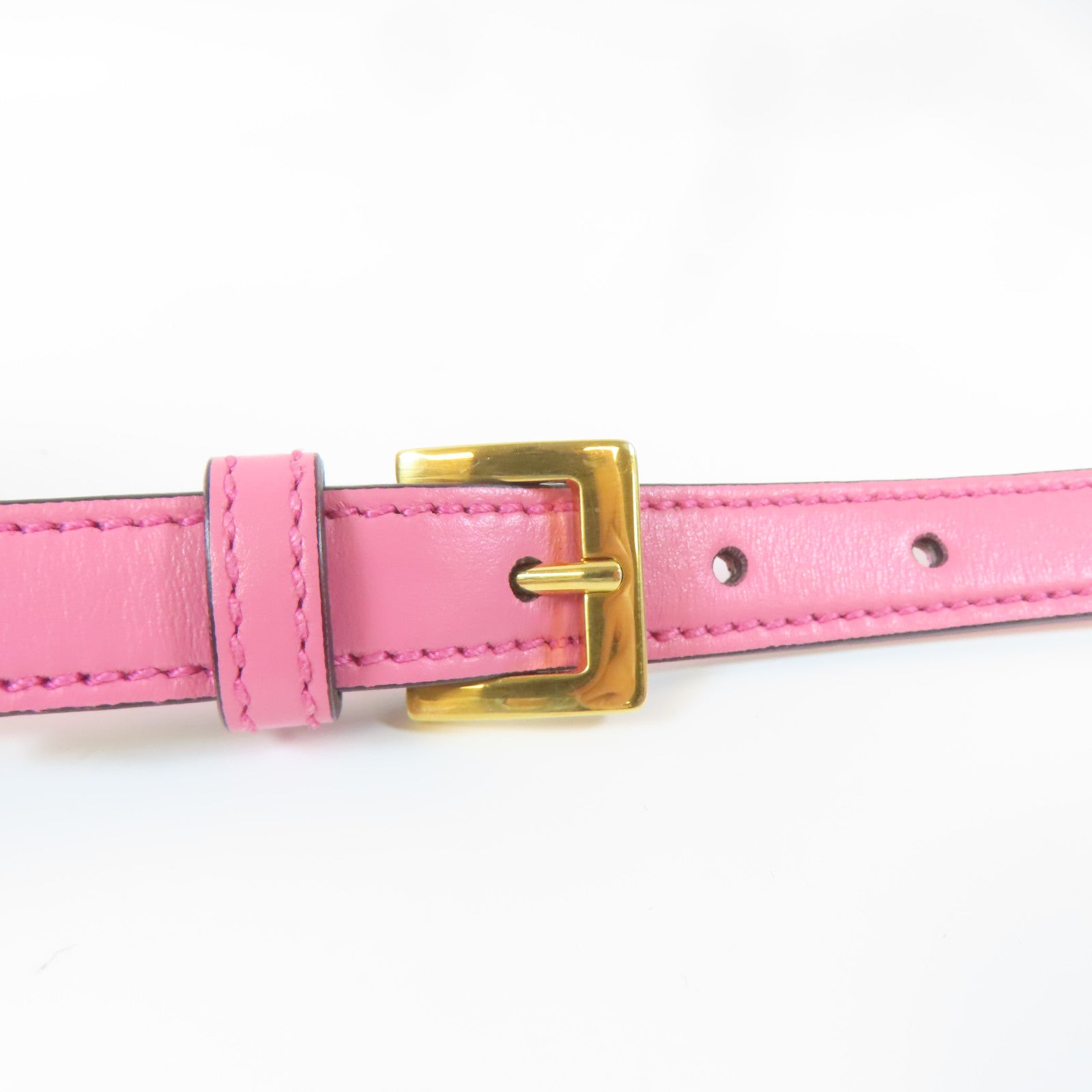 Miu Miu 牛皮皮革金扣肩背袋粉紅色