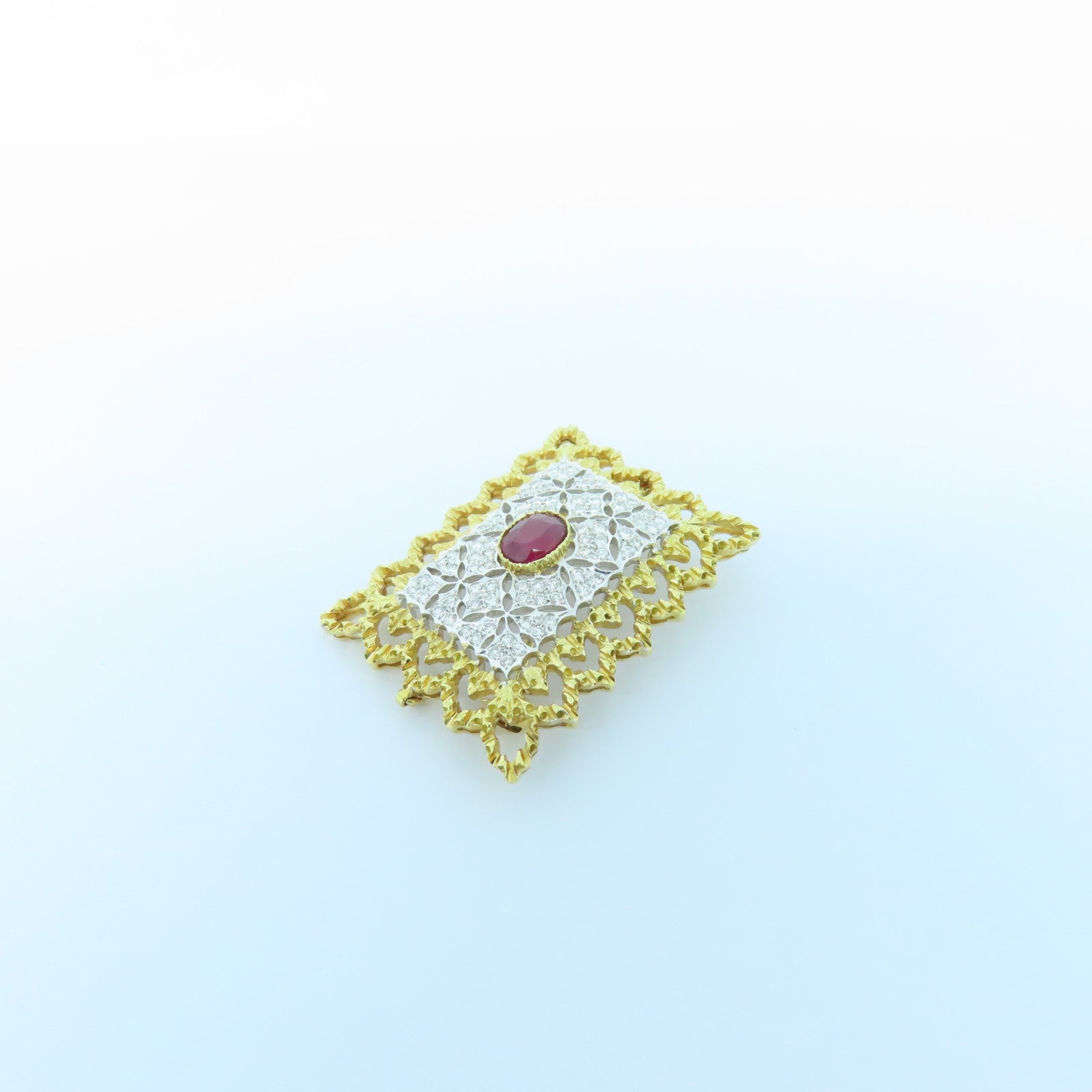 JEWELRY **【激減優惠】18K黃金Ruby Diamond Brooch紅寶石/鑽石胸針
