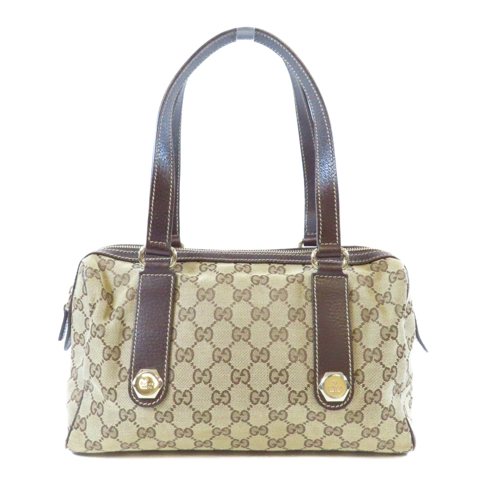GUCCI 帆布Shoulder Bag金扣肩背袋啡色