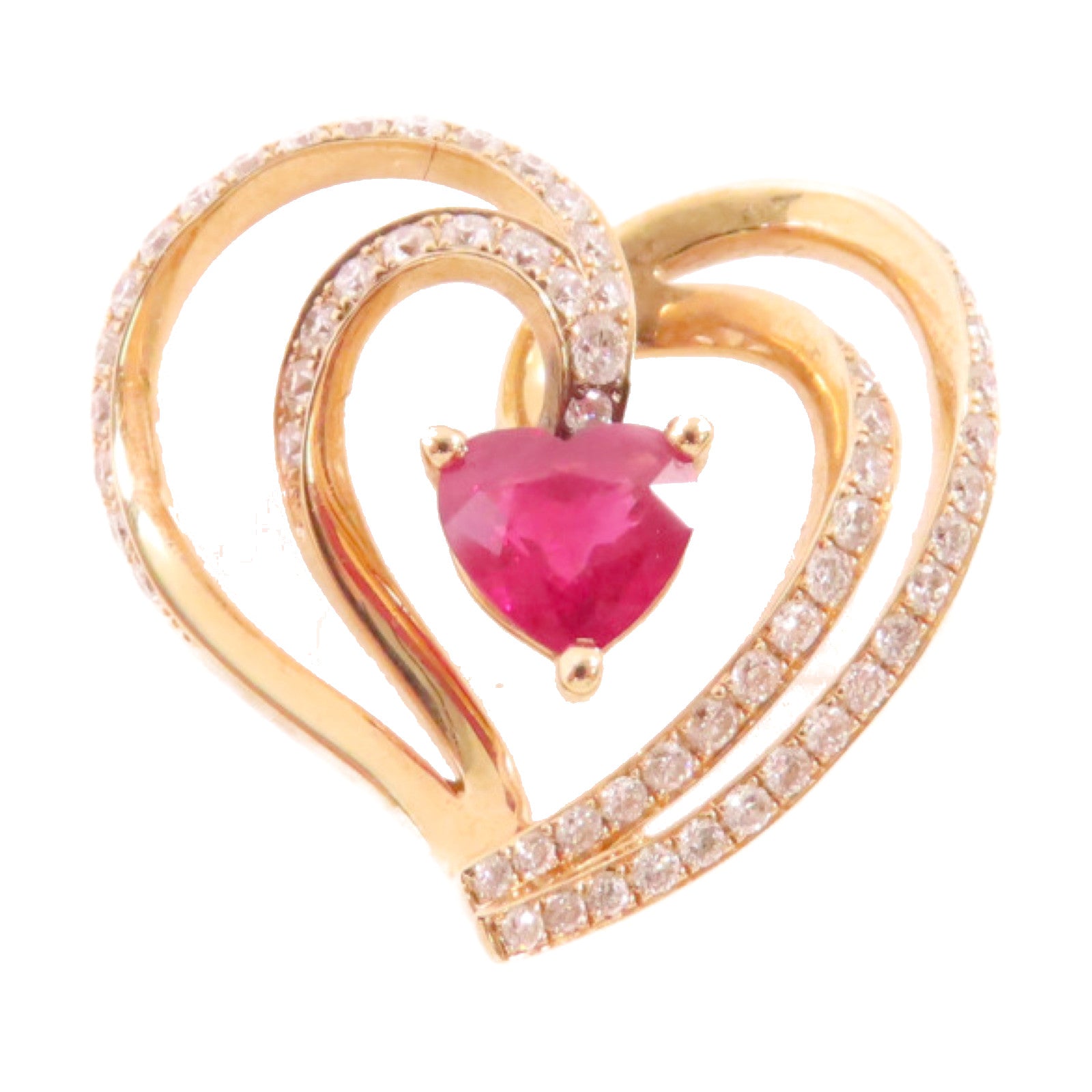 JEWELRY 【激減優惠】18K玫瑰金/0.47ct紅寶石/0.33ct鑽石Ruby Diamond Pendant Top吊墜頭扣