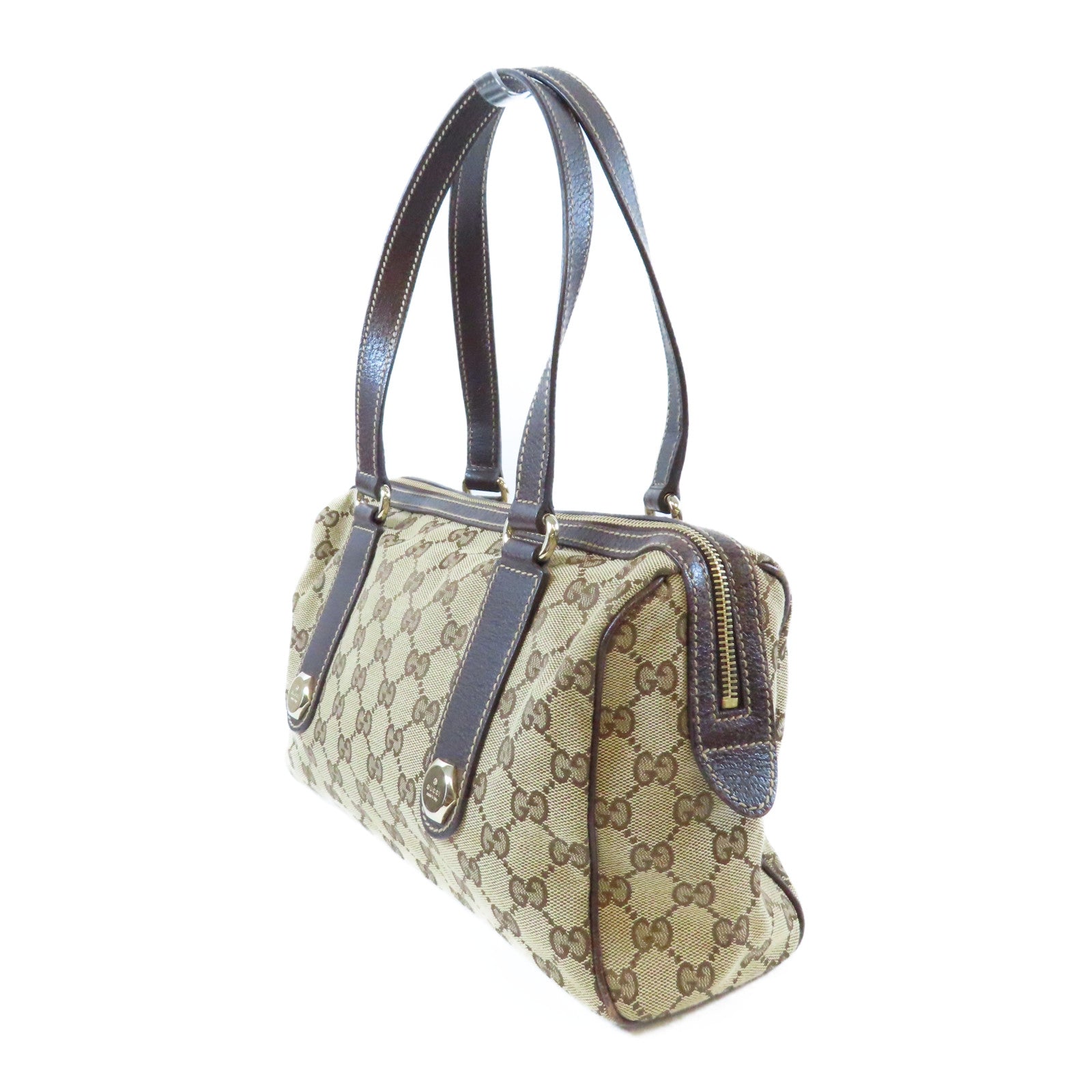 GUCCI 帆布Shoulder Bag金扣肩背袋啡色