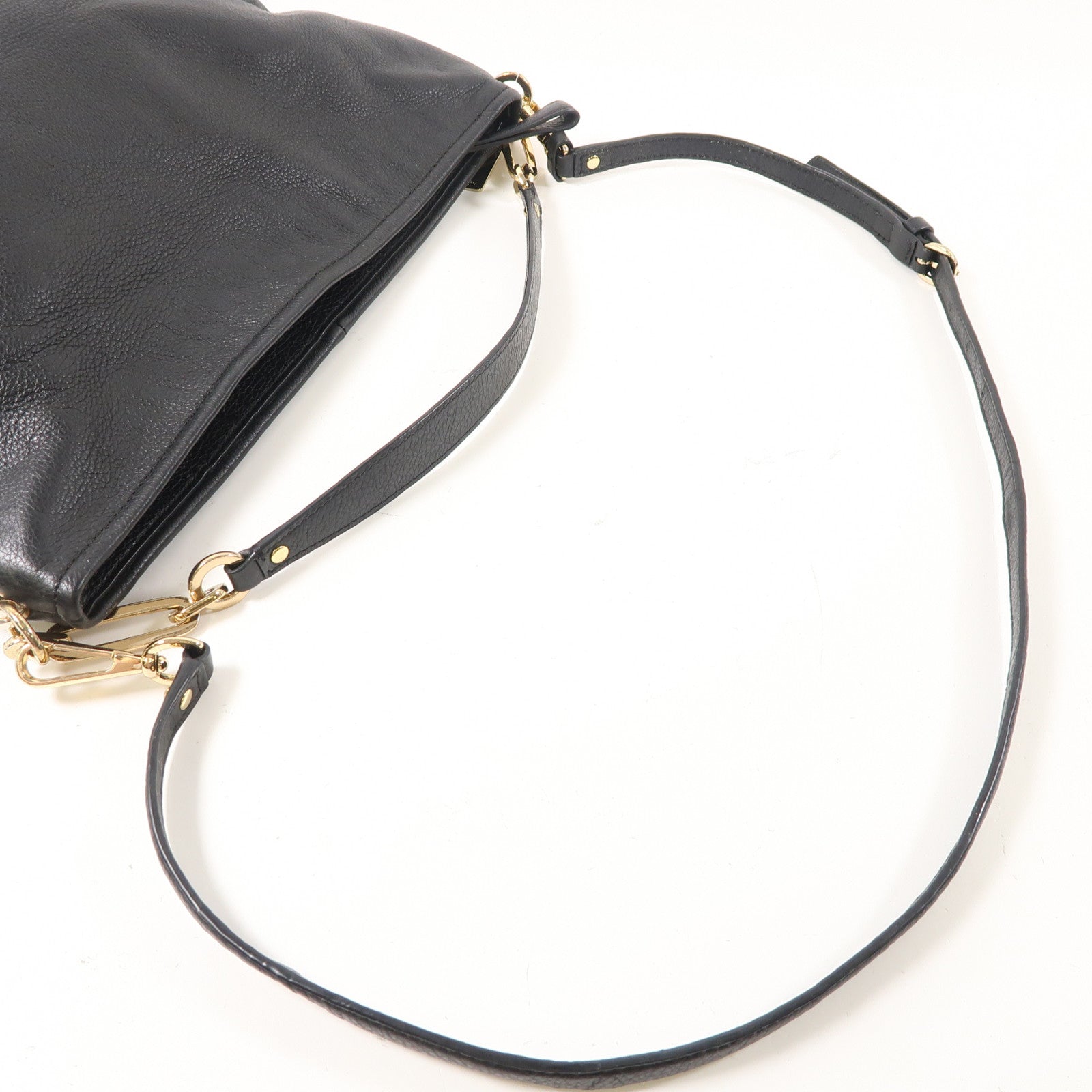 COACH 牛皮皮革Shoulder Bag金扣手挽肩背兩用袋黑色