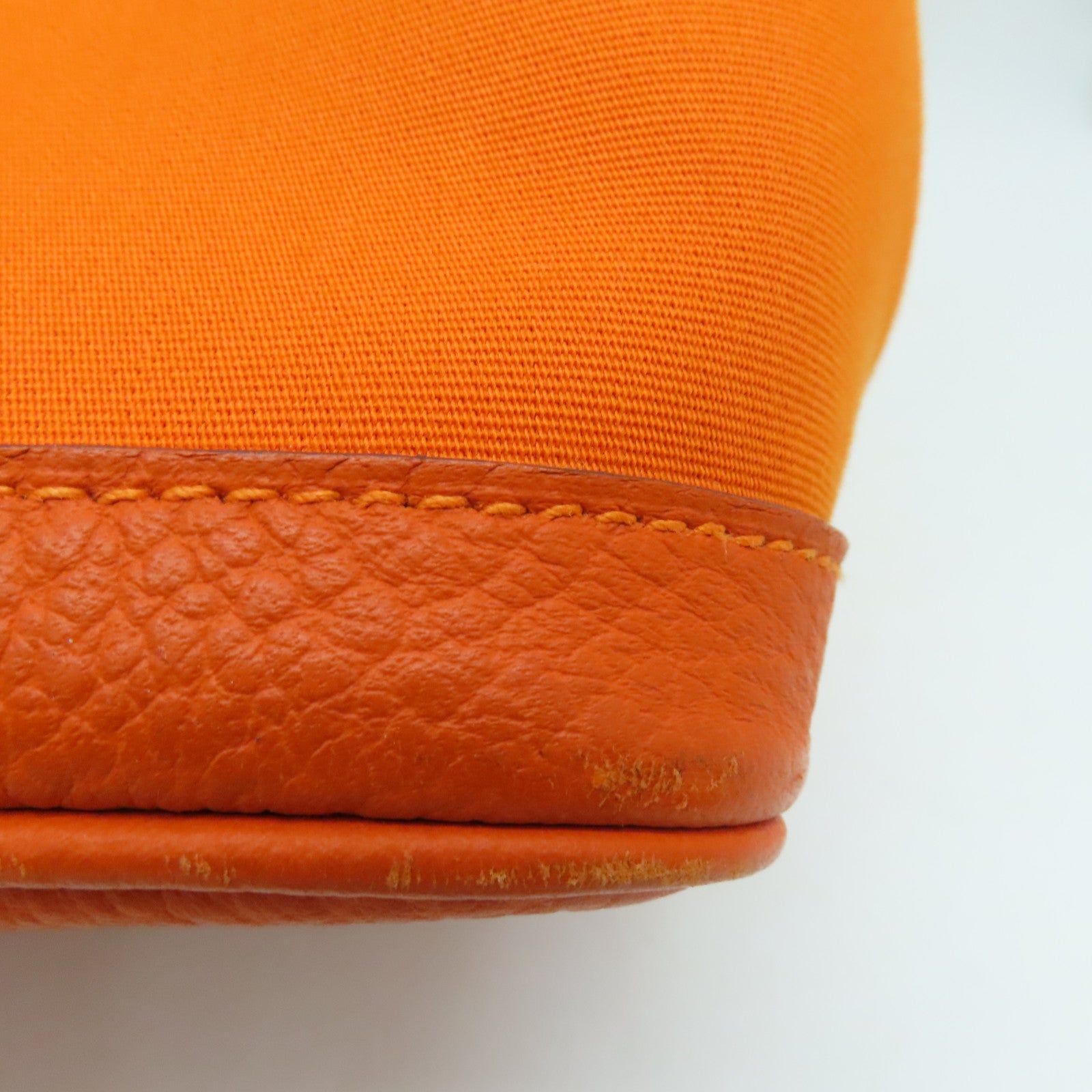 HERMES Canvas Garden Party PM Silver Button Handle Bag Orange