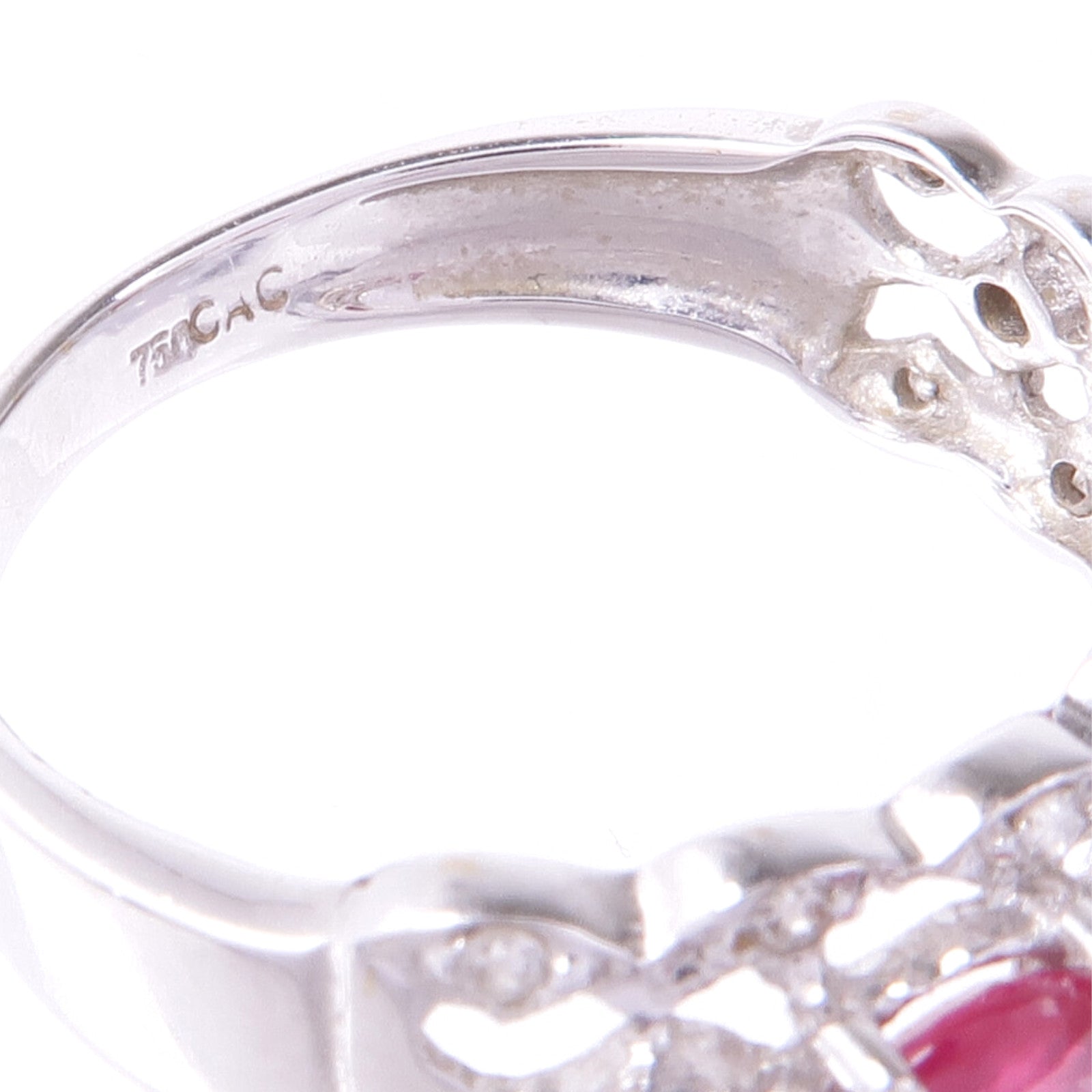 JEWELRY 【激減優惠】18K白金Ruby Diamond Ring紅寶石/鑽石戒指US#6.5