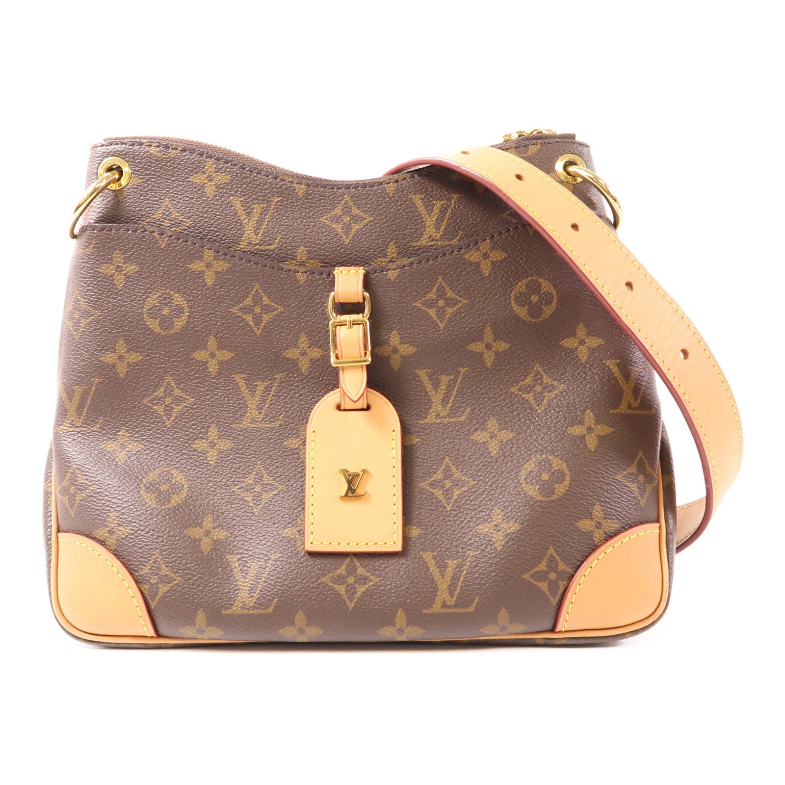 LOUIS VUITTON Monogram Odeon金扣手挽袋棕色