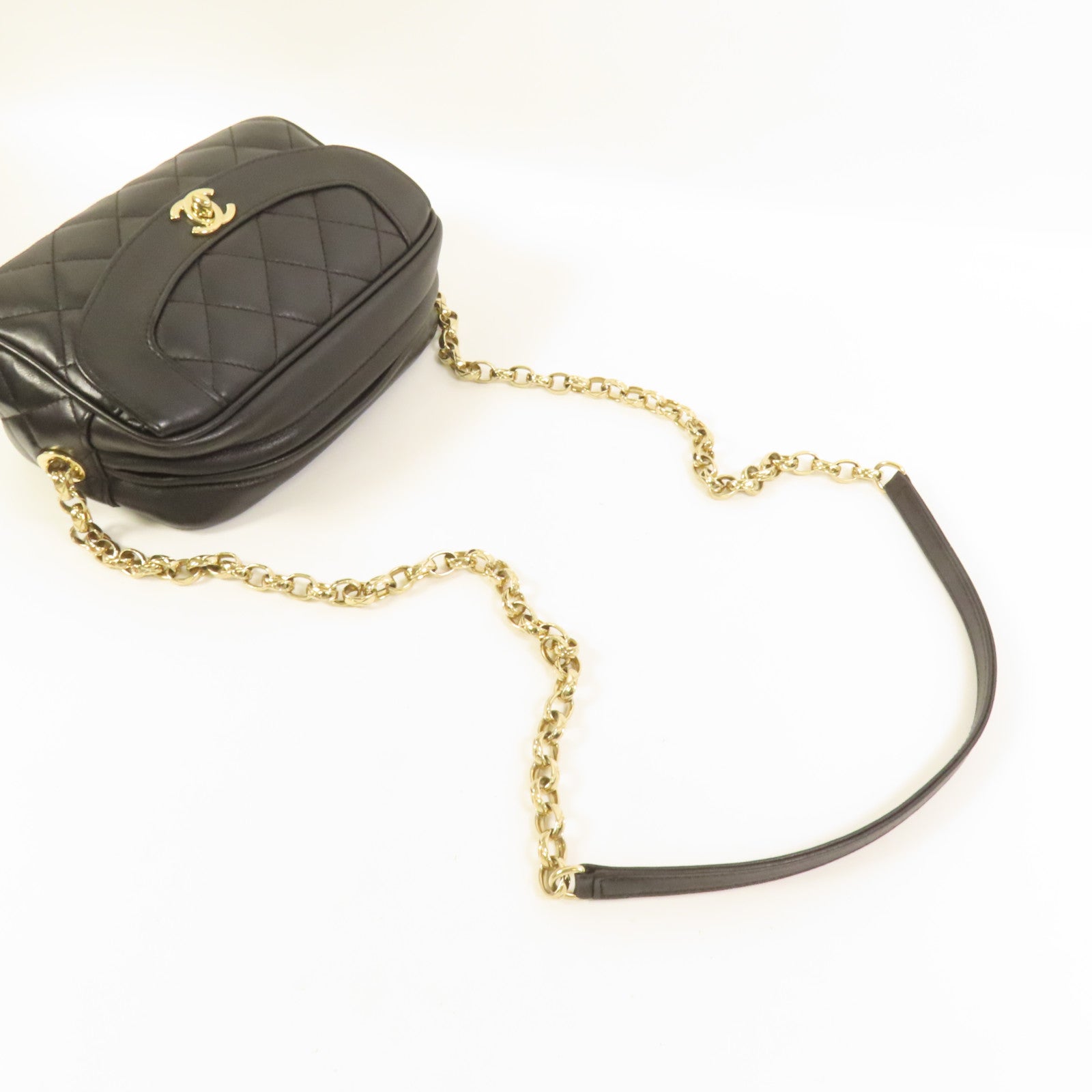 CHANEL 羊皮皮革Chain Shoulder Bag金扣鏈帶肩背袋