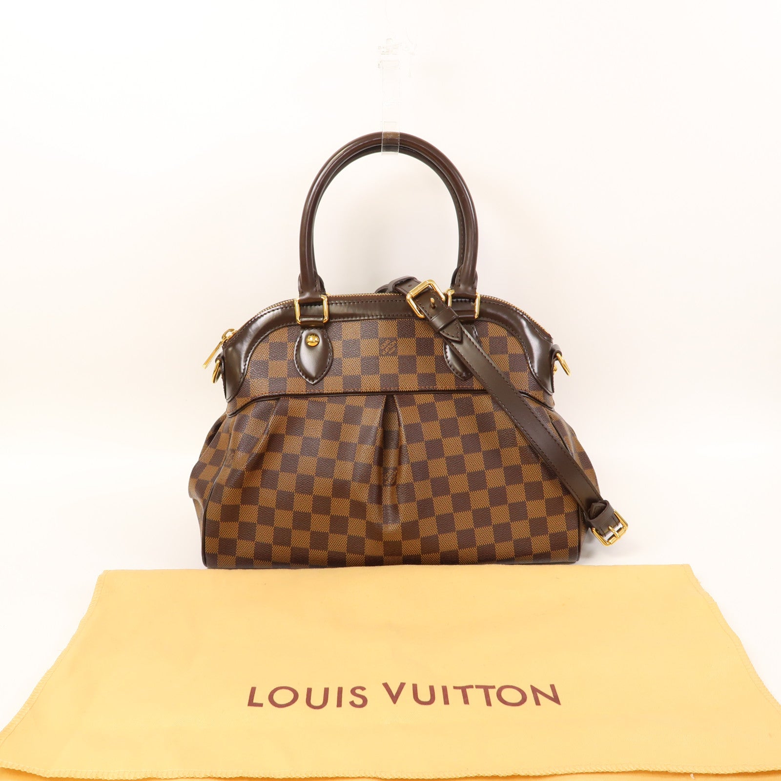 LOUIS VUITTON 【激減優惠】Damier Ebene Trevi PM金扣手挽肩背兩用袋啡色