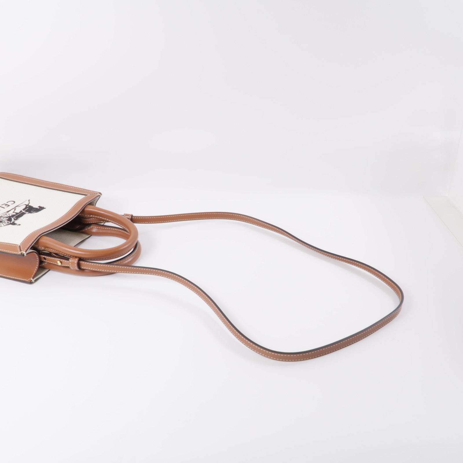 CELINE 帆布/皮革Sulky Vertical Cabas Tote金扣手挽肩背兩用袋