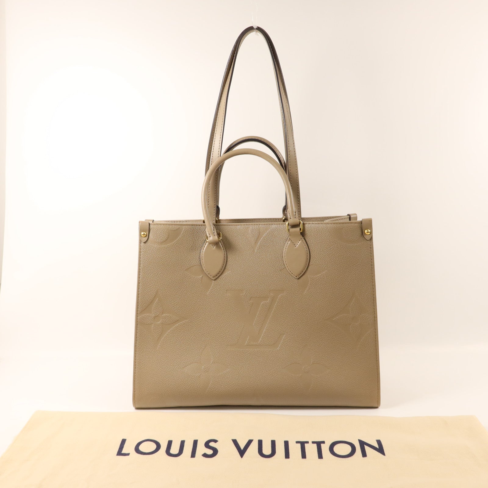 LOUIS VUITTON Monogram Empreinte On The Go MM金扣手挽肩背兩用袋