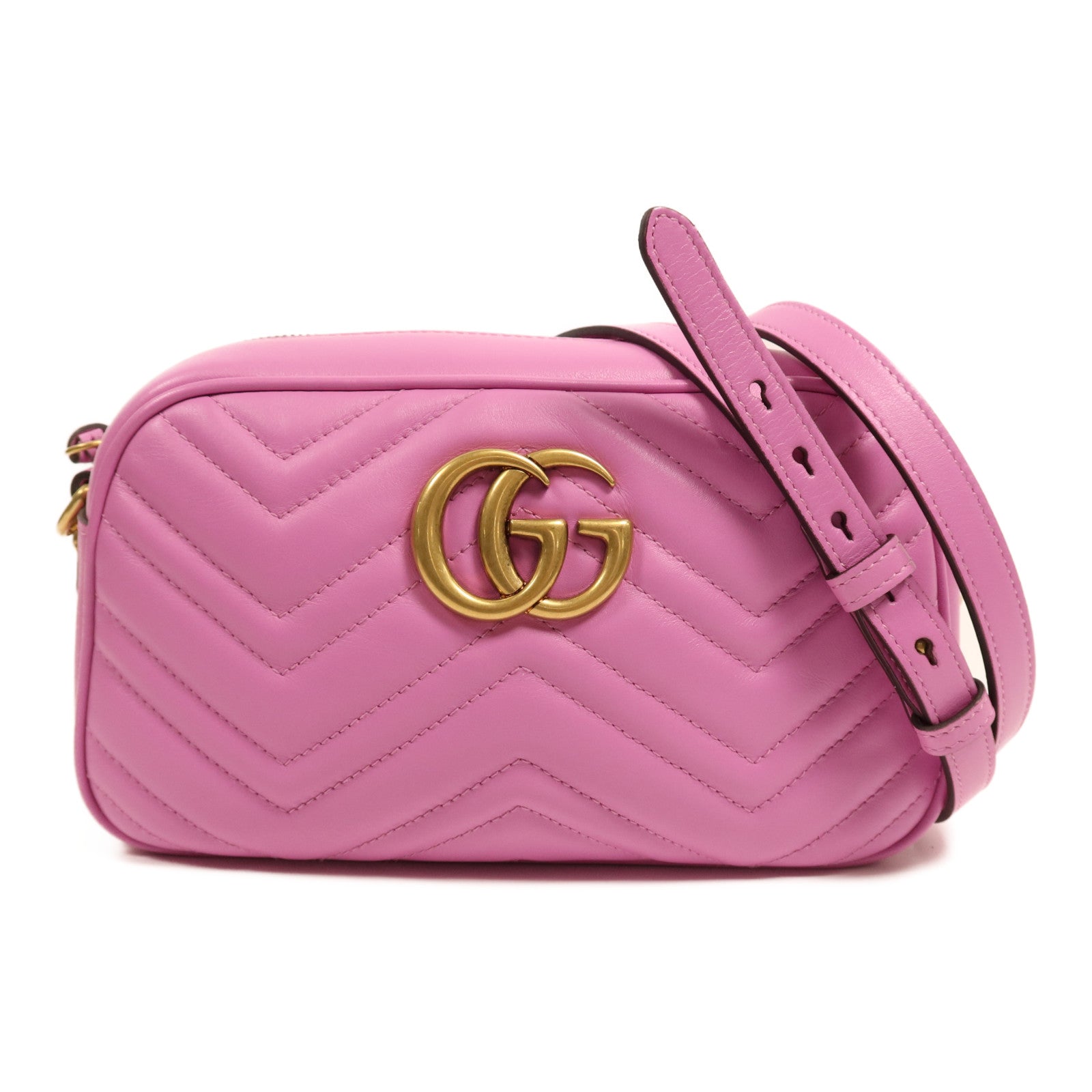 GUCCI 牛皮皮革GG Marmont金扣肩背袋