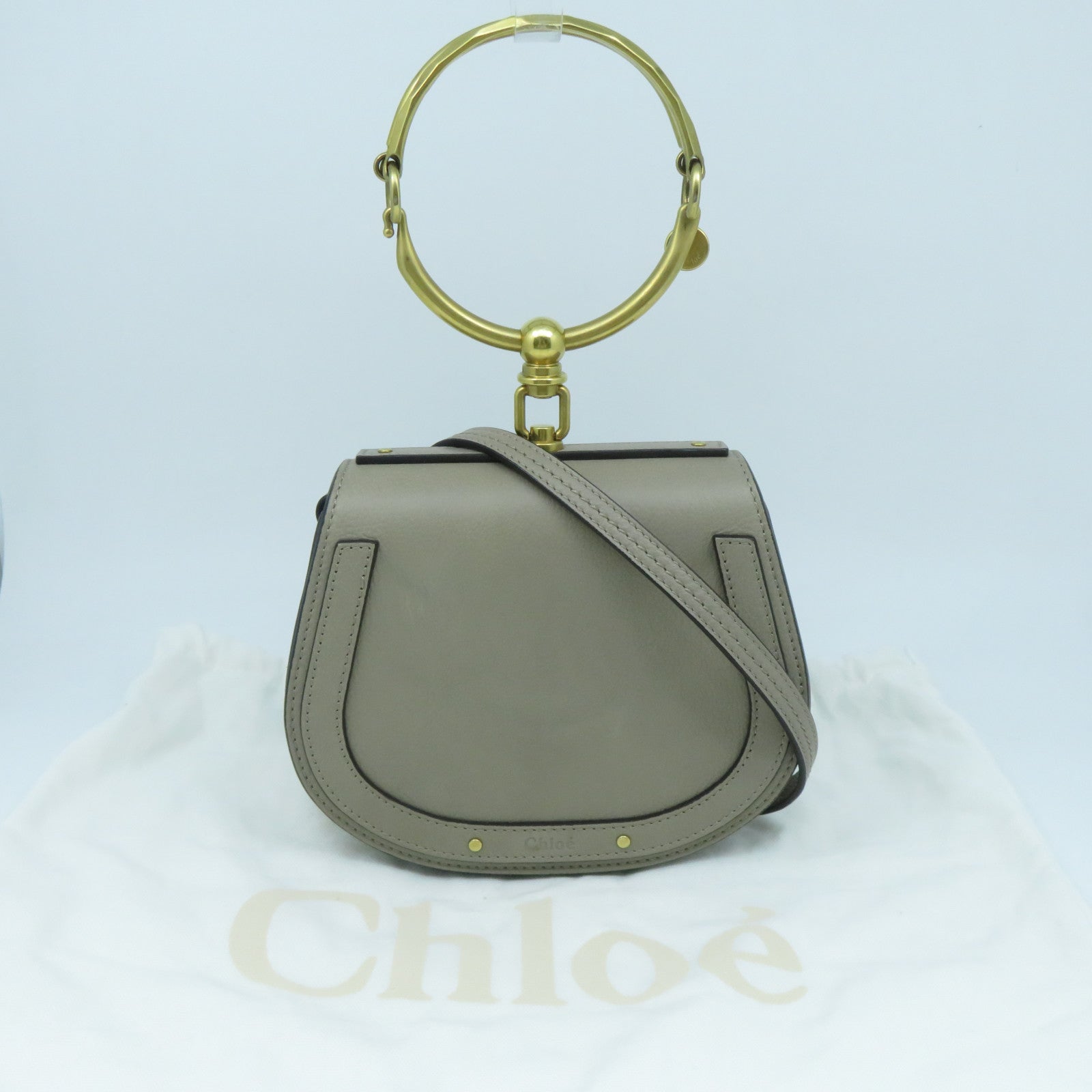 Chloe 【激減優惠】牛皮皮革Nile金扣手挽肩背兩用袋灰色
