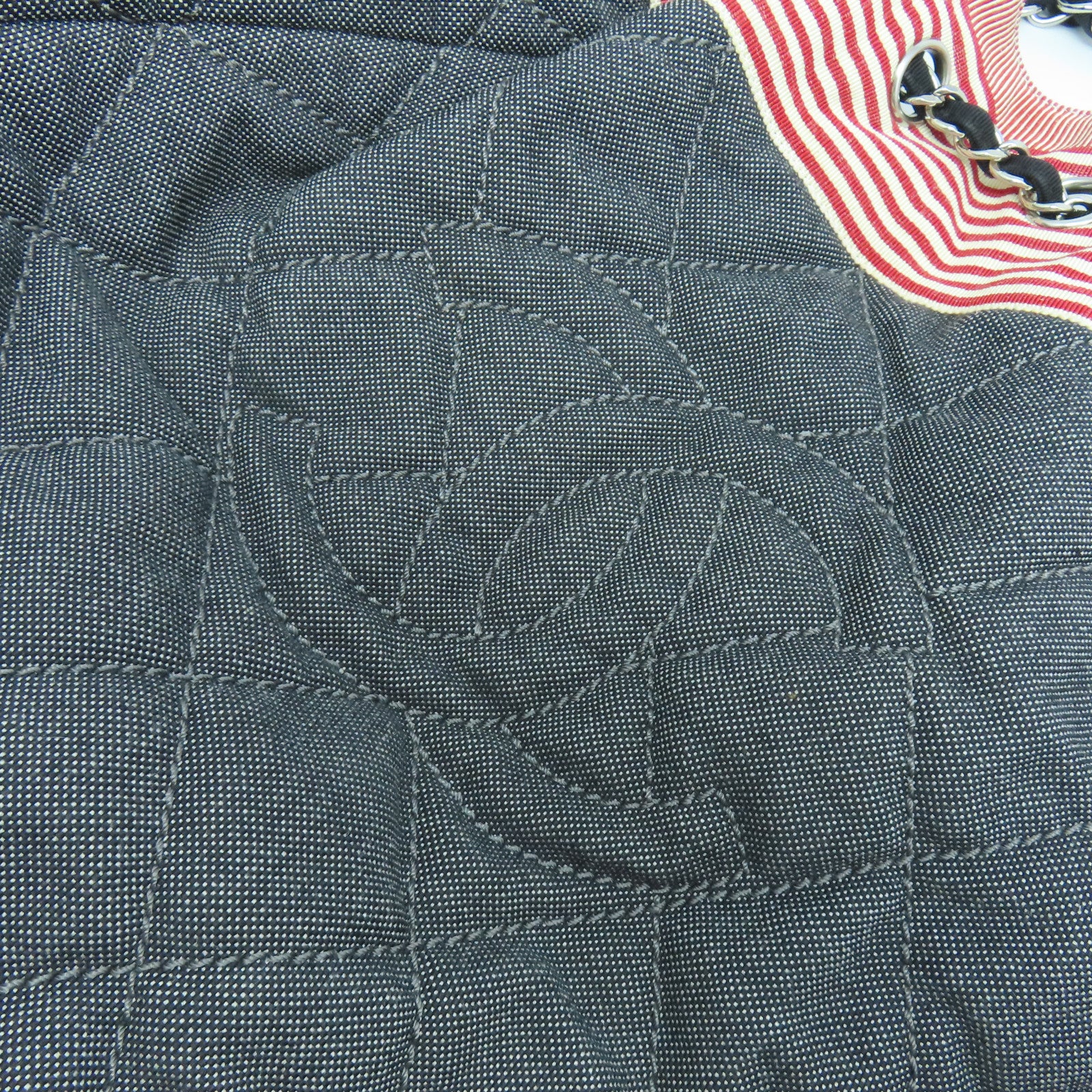 CHANEL **【清倉大減價】帆布Chain Shoulder Bag銀扣鏈帶肩背袋藍色/紅色