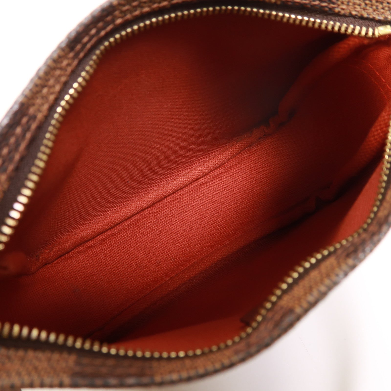 LOUIS VUITTON Damier Trousse Makeup Accessory Pouch金扣手挽袋棕色