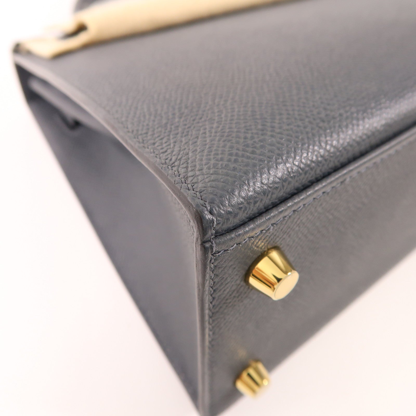 HERMES Epsom皮革Kelly 25金扣手挽肩背兩用袋H0 Gris Misty