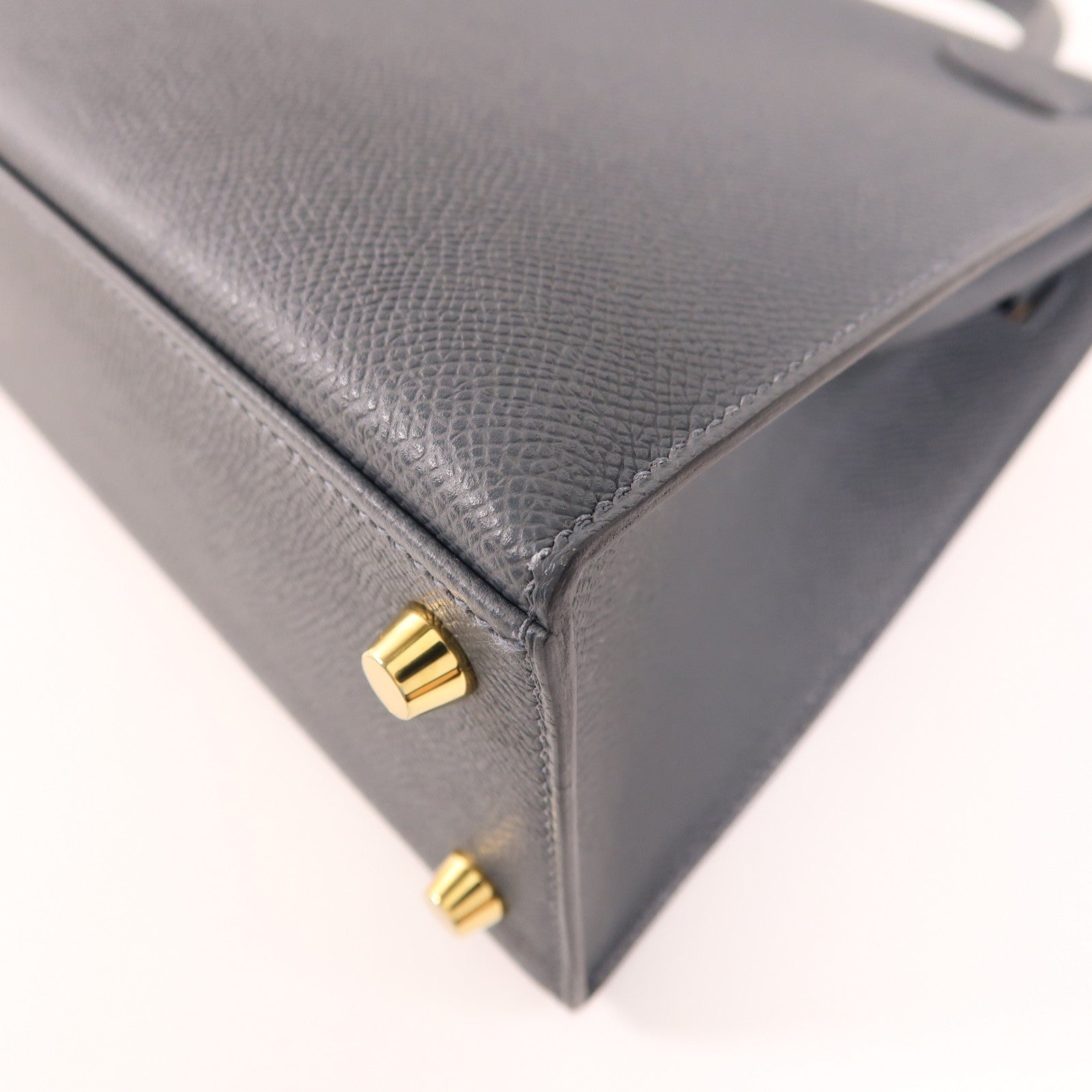 HERMES Epsom皮革Kelly 25金扣手挽肩背兩用袋H0 Gris Misty