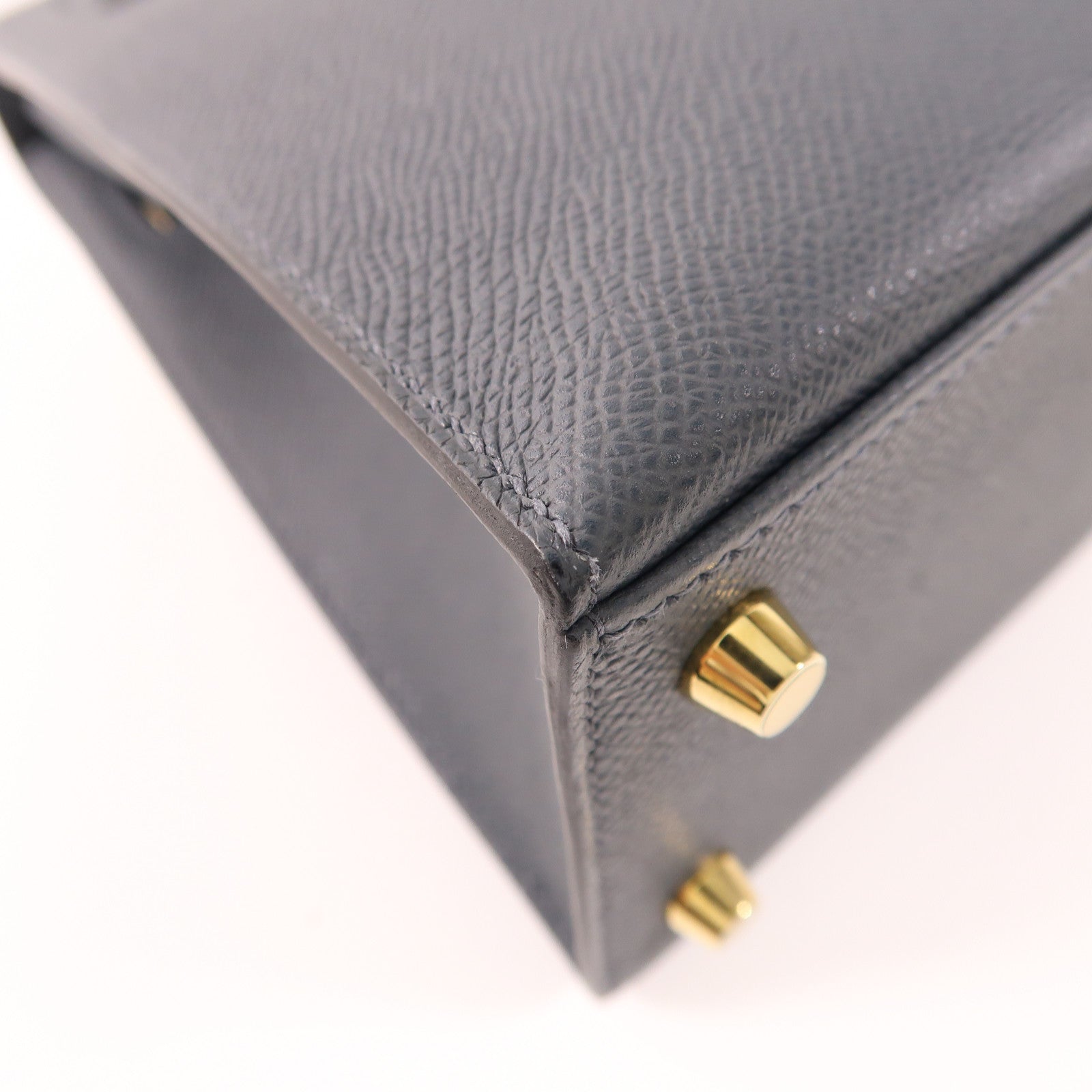 HERMES Epsom皮革Kelly 25金扣手挽肩背兩用袋H0 Gris Misty