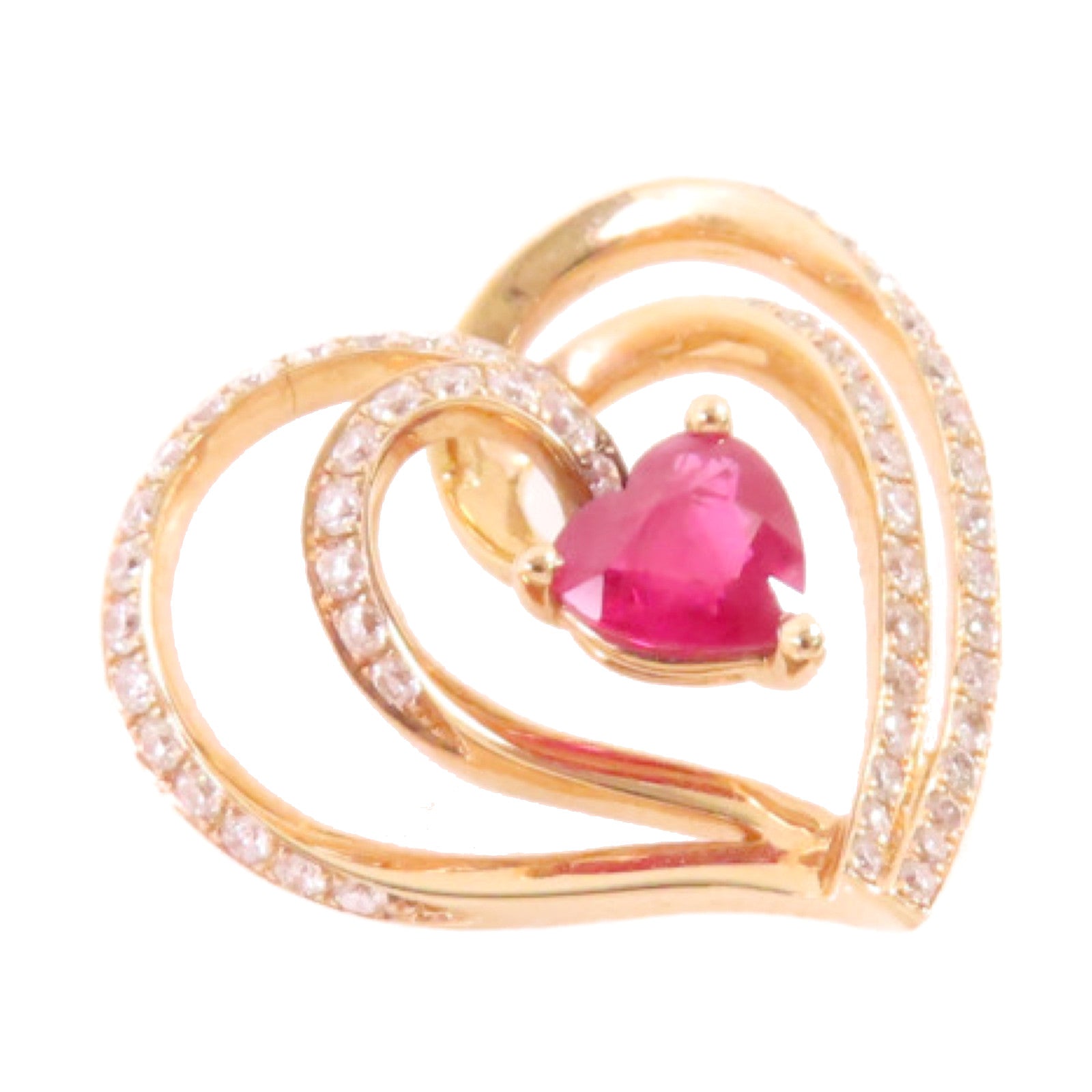 JEWELRY 【激減優惠】18K玫瑰金/0.47ct紅寶石/0.33ct鑽石Ruby Diamond Pendant Top吊墜頭扣