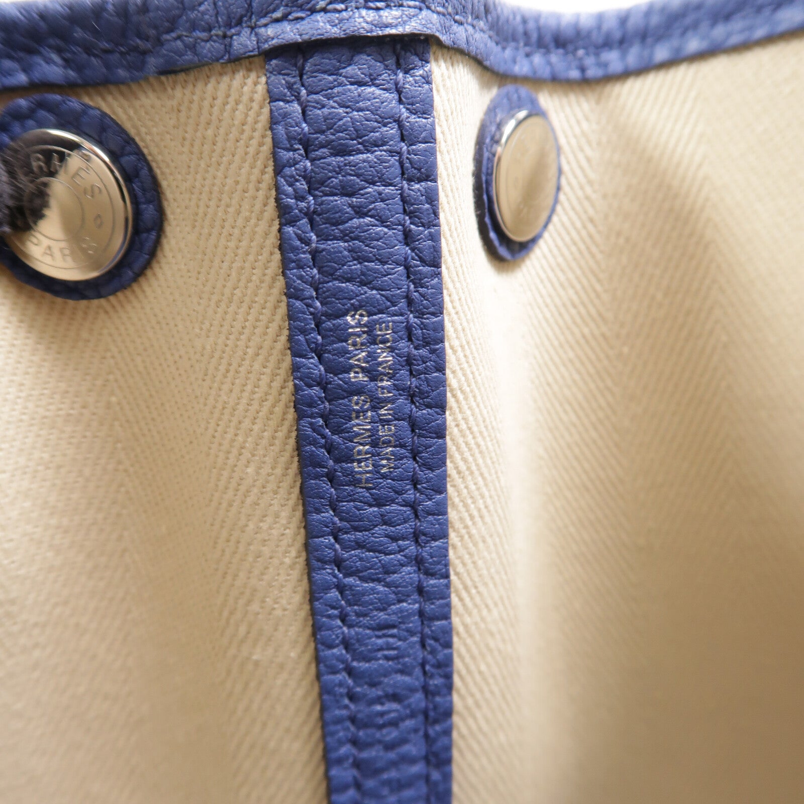 HERMES 帆布Garden Party TPM手挽袋Bleu Brighton